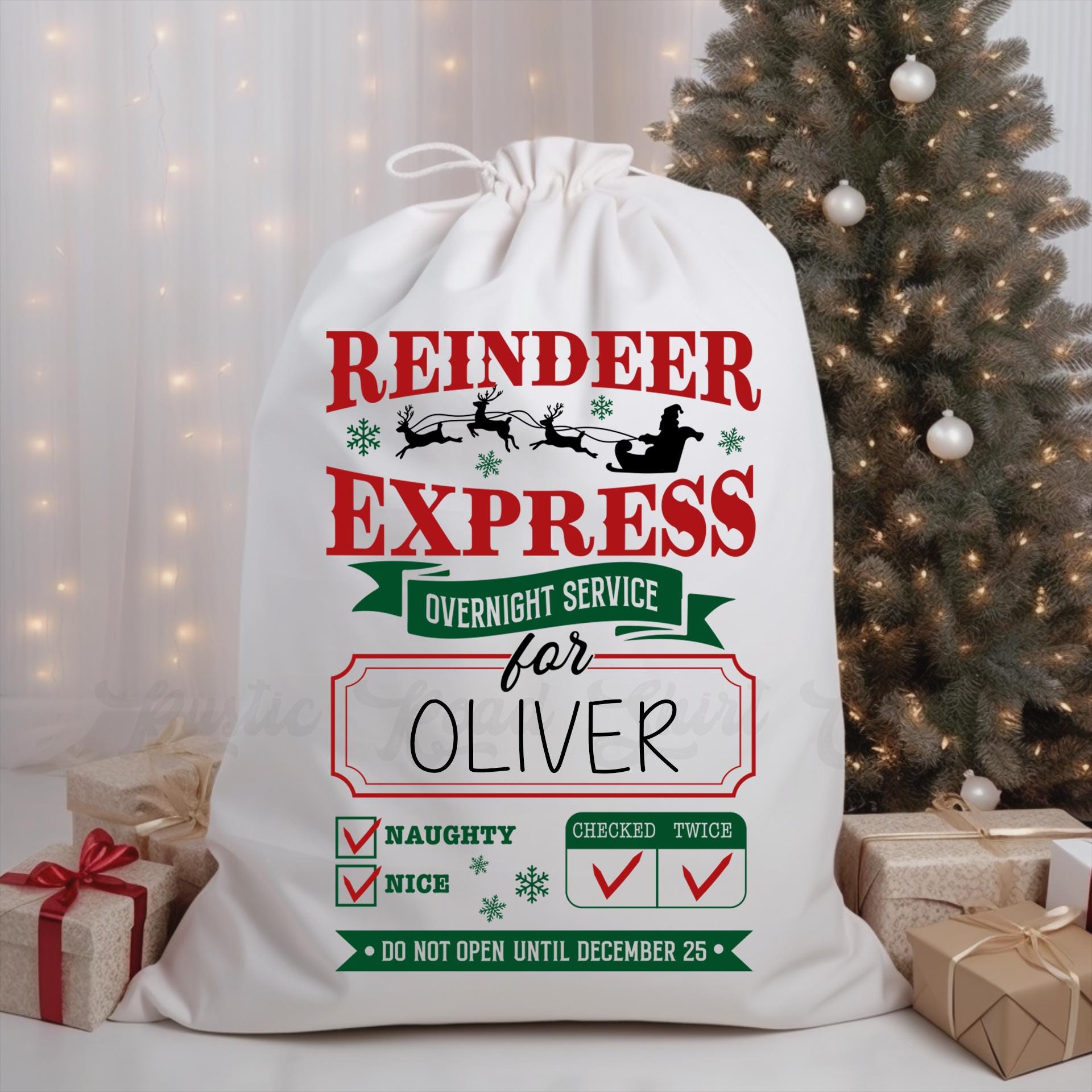 Custom Santa Sack, Christmas Sack, Personalized Christas Gift Bag, Christmas Tote Bag, Christmas Treat Bag