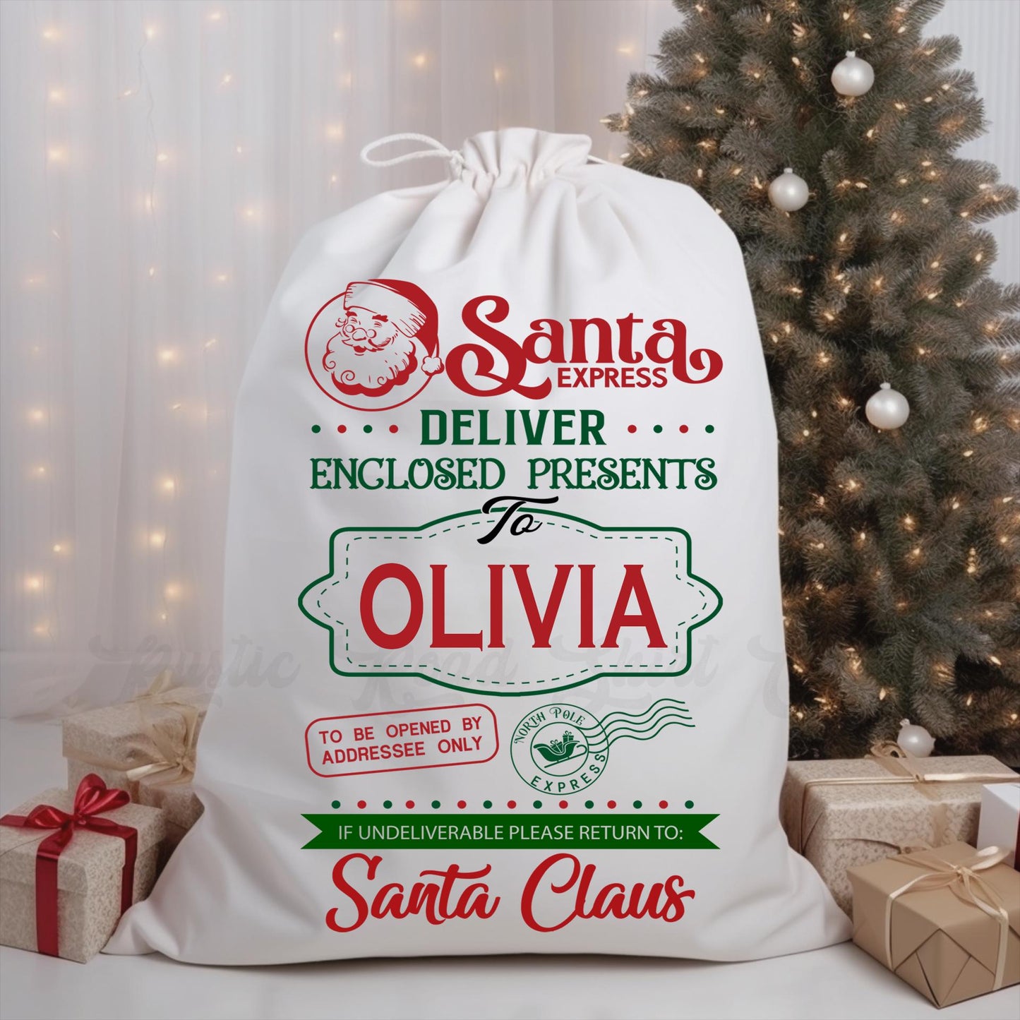 Custom Santa Sack, Christmas Sack, Personalized Christmas Gift Bag, Christmas Tote Bag, Christmas Treat Bag