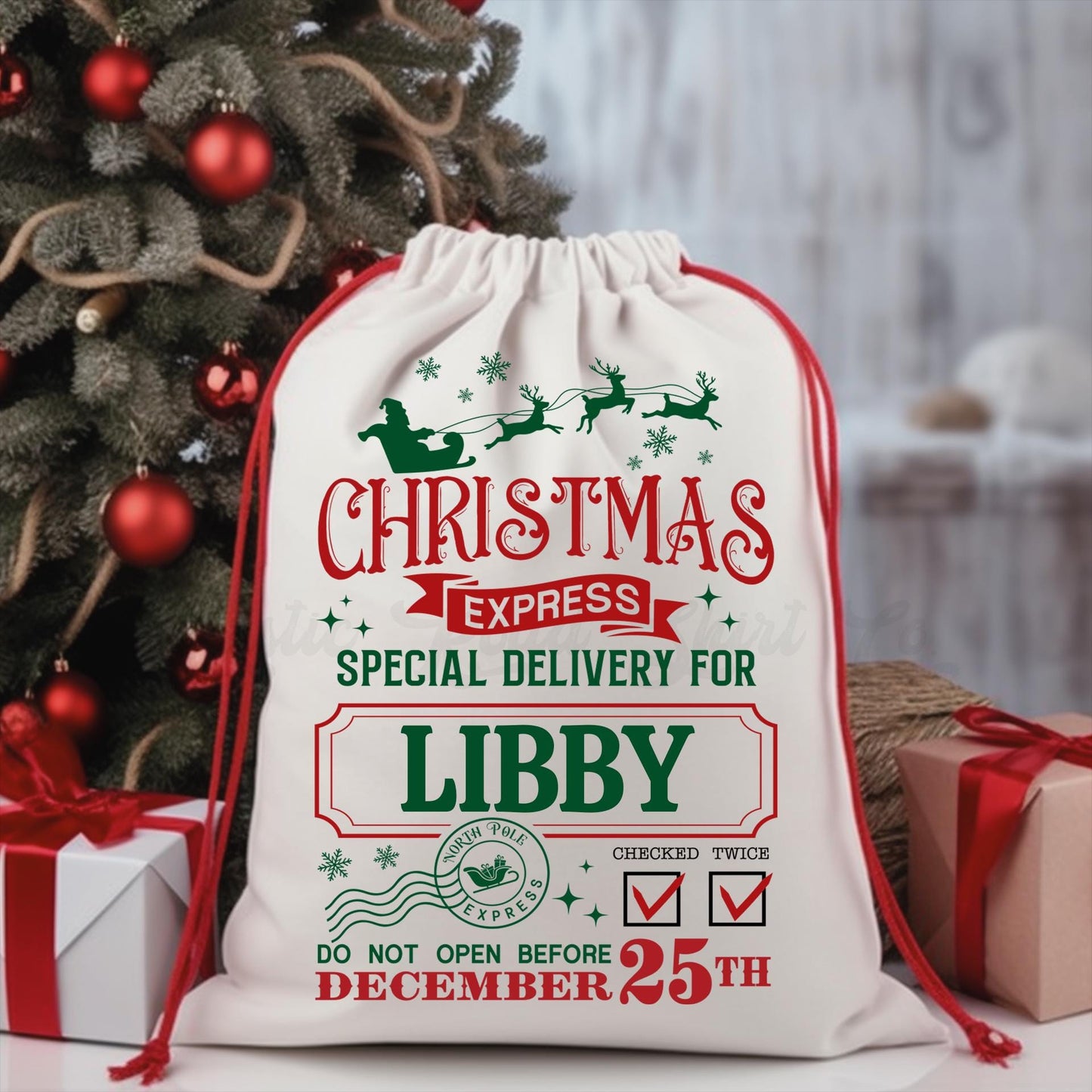 Christmas Santa Sack, Custom Gift Bag