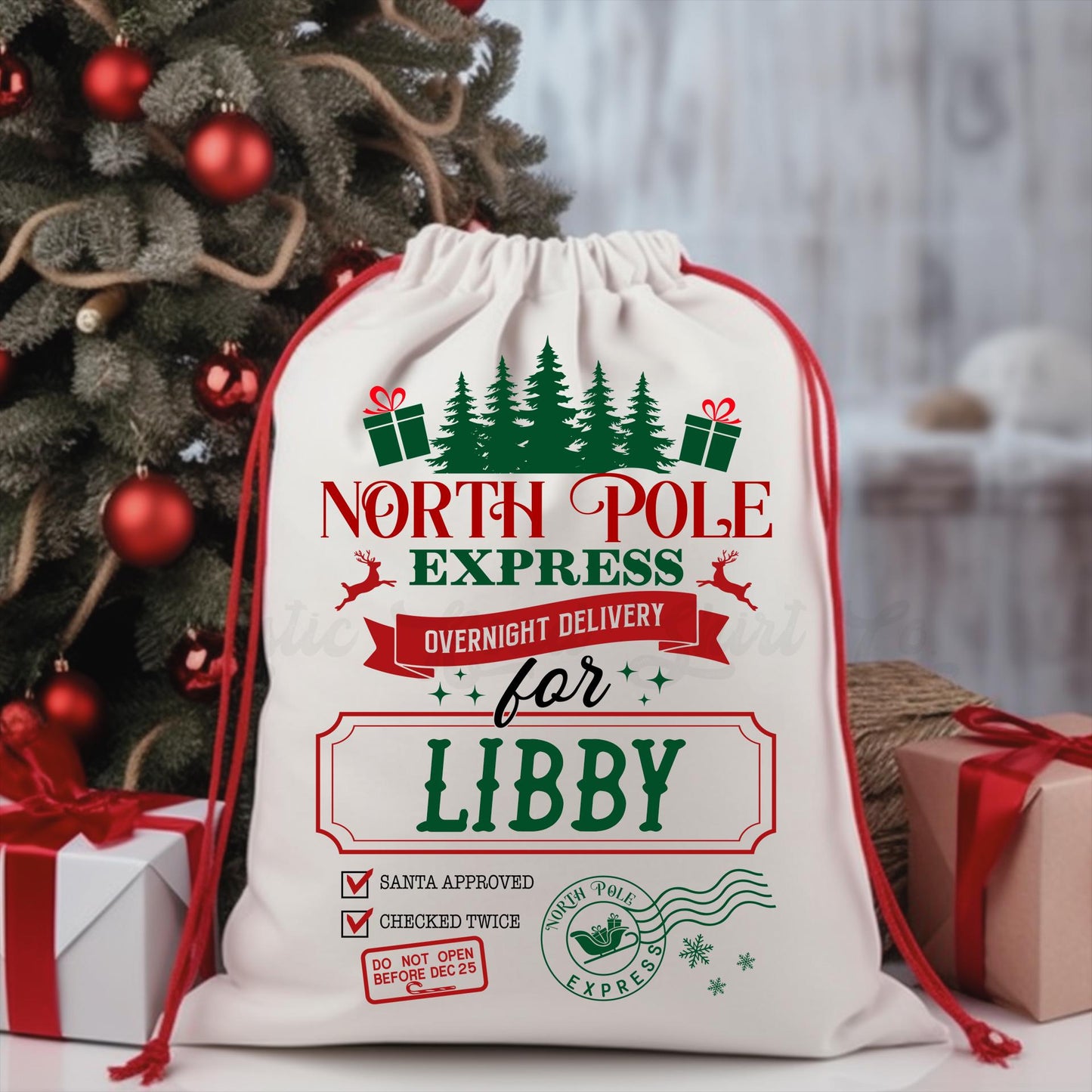 Santa Sack, Custom GIft Bag, Christmas Sack