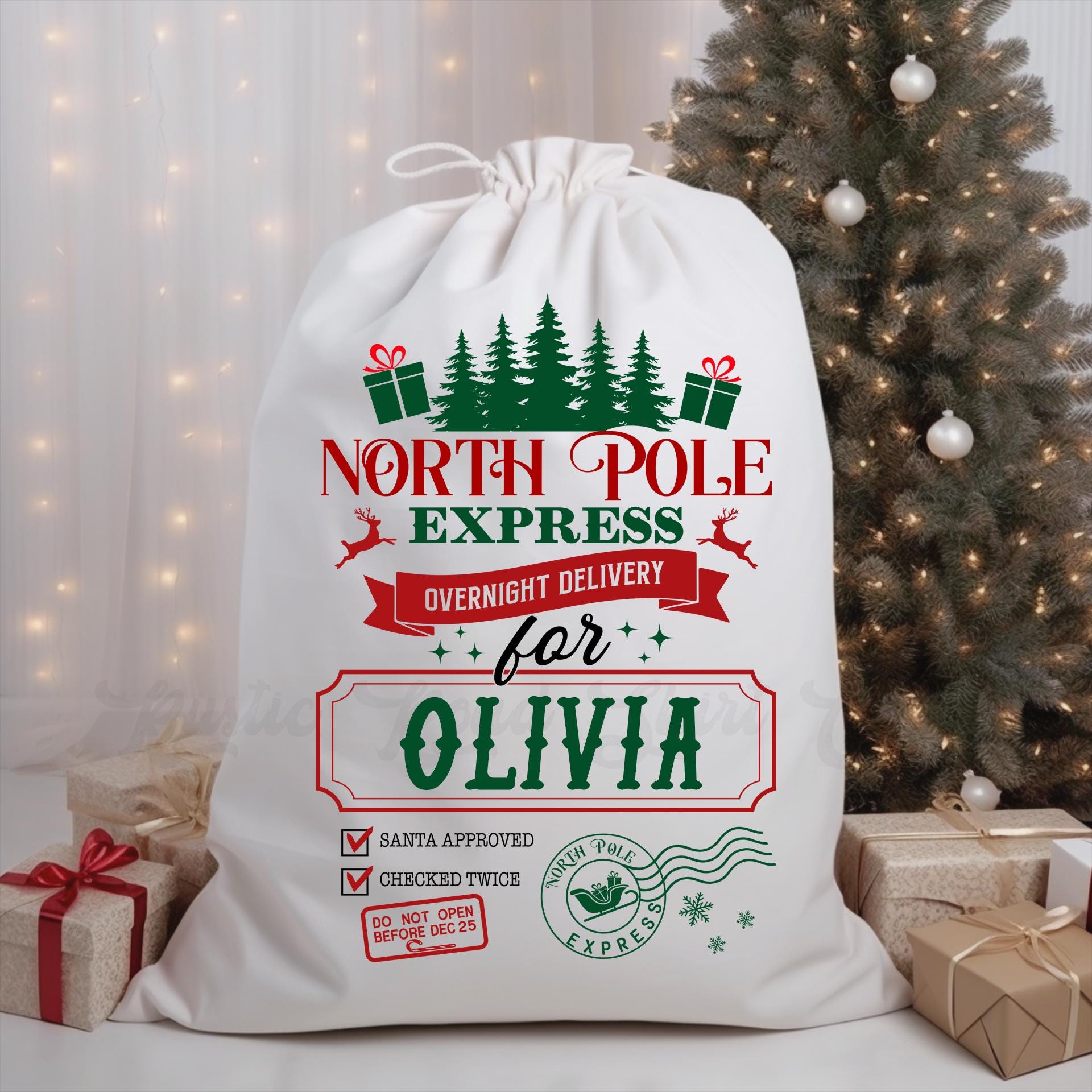 Custom Santa Sack, Christmas Sack, Personalized Christmas Gift Bag, Christmas Tote Bag, Christmas Treat Bag