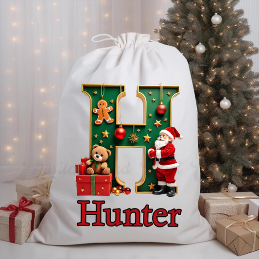 Santa Sack, Christmas Sack, Personalized Christmas Gift Bag, Christmas Tote Bag, Christmas Treat Bag