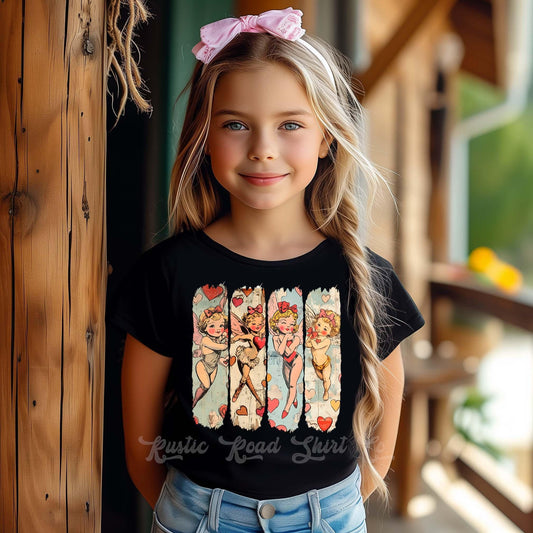 Girls Valentines Shirt, Cupid Retro Valentines Shirt, Toddler Valentine Shirt, Kids Valentines Shirt