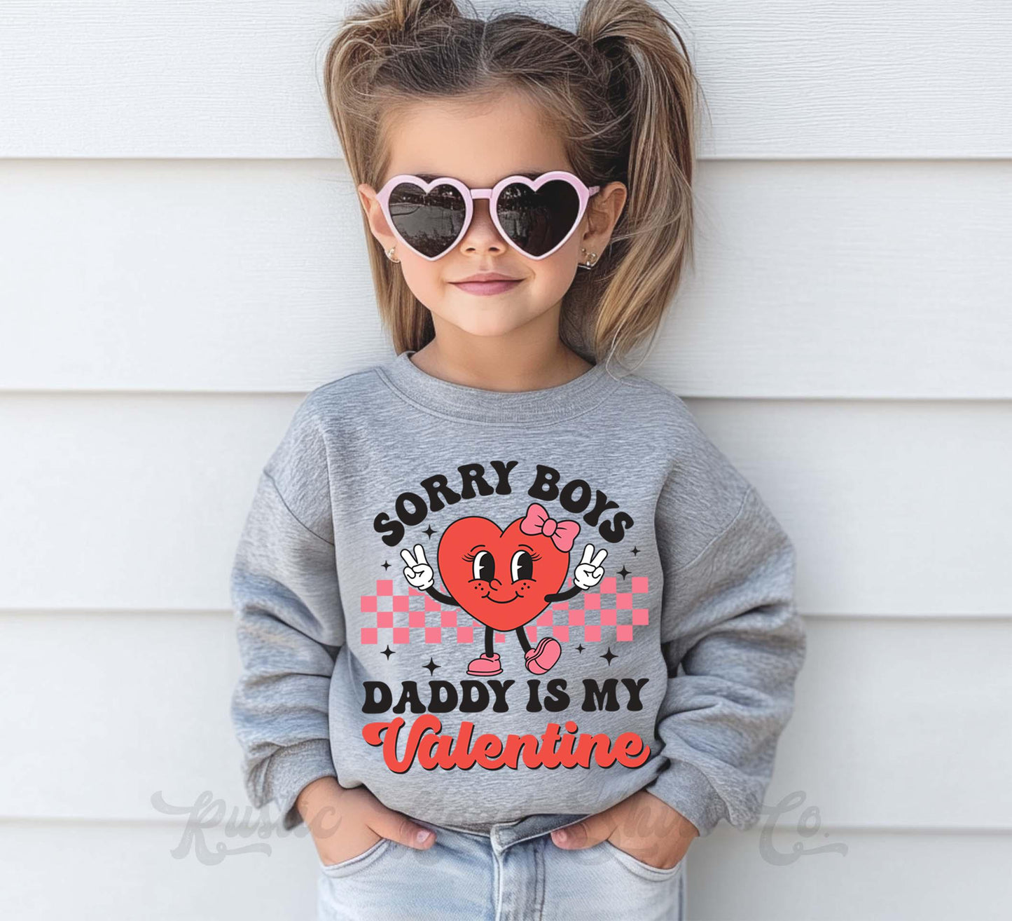 Girls Valentines Sweatshirt, Daddy is my Valentine Sweatshirt, Valentines Sweater, Toddler Valentines Shirt, Valentines Crewneck