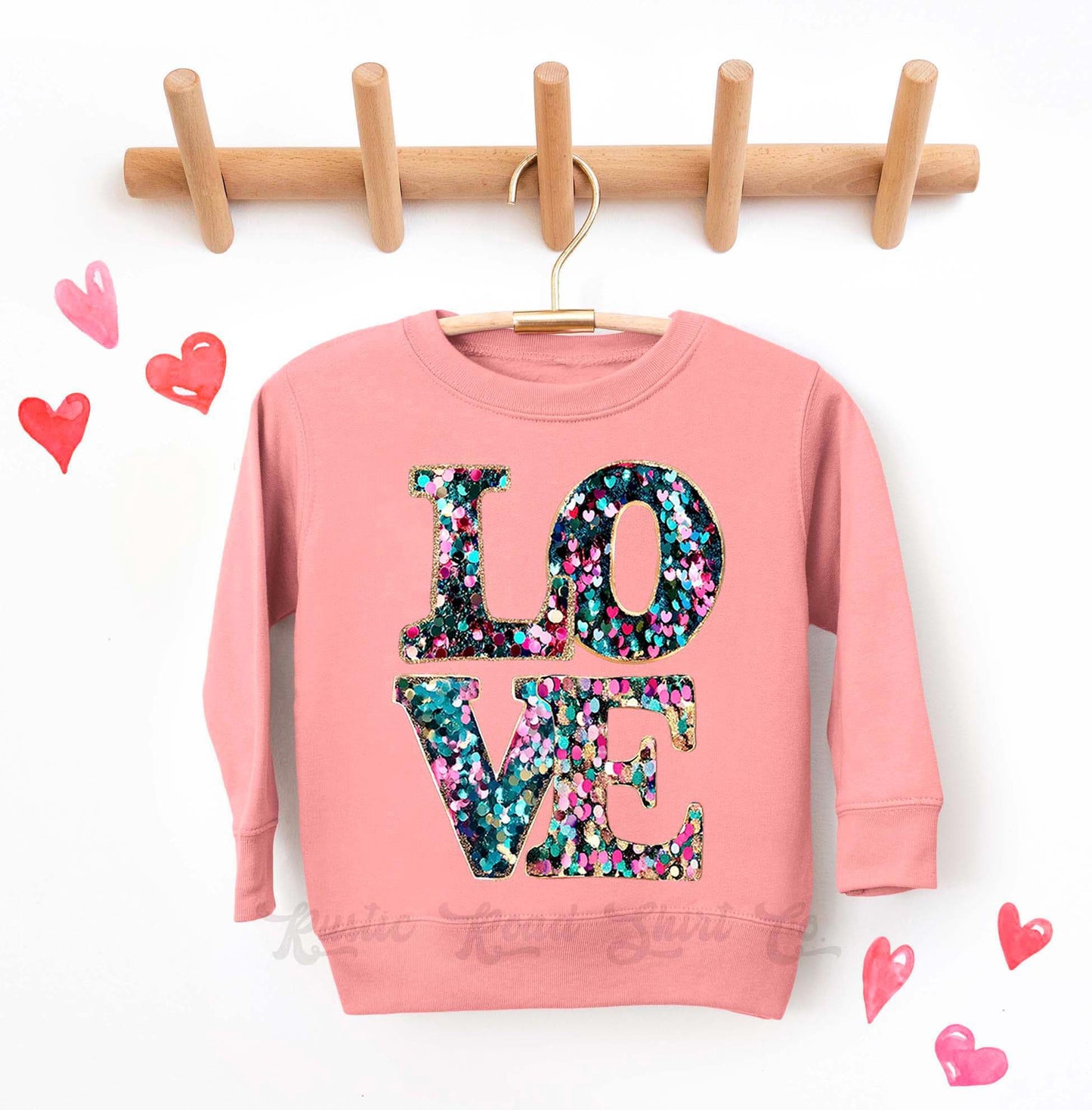 Girls Valentines Sweatshirt, Faux Sequin Love Sweatshirt, Valentines Sweater, Toddler Valentines Shirt, Valentines Crewneck