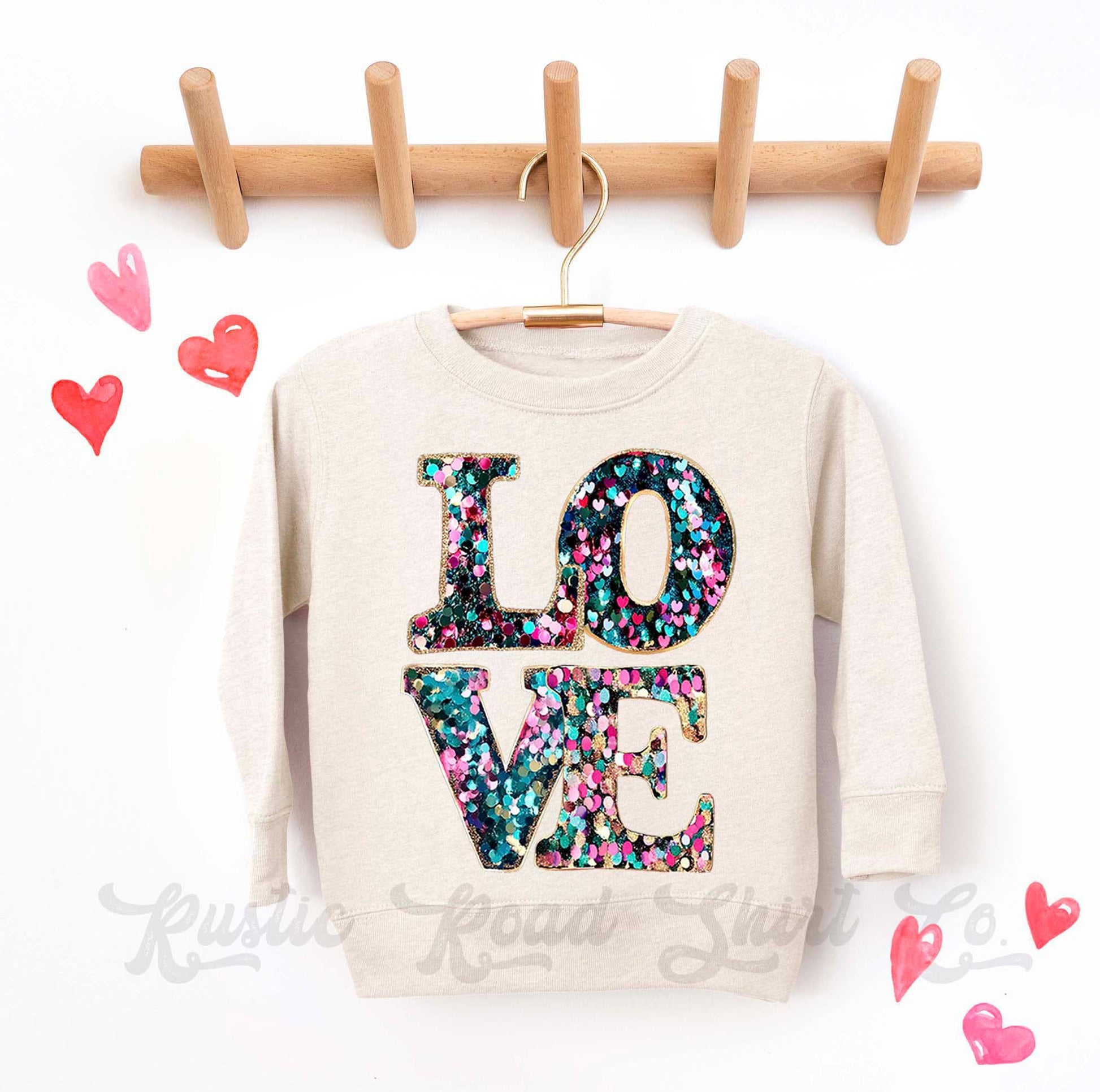 Girls Valentines Sweatshirt, Faux Sequin Love Sweatshirt, Valentines Sweater, Toddler Valentines Shirt, Valentines Crewneck