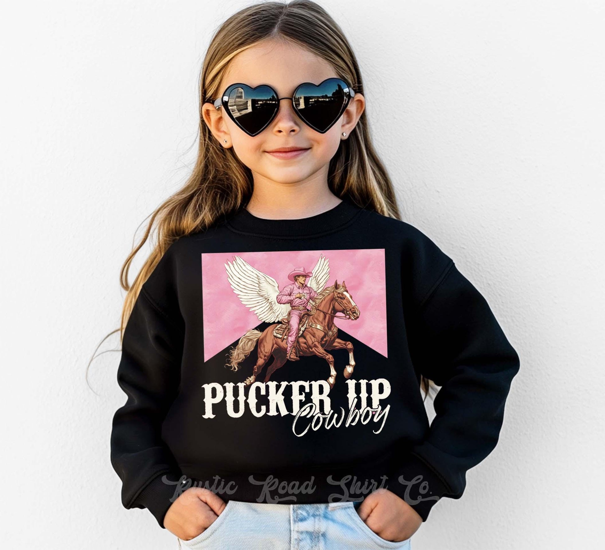 Girls Valentines Sweatshirt, Pucker Up Cowboy Sweatshirt, Valentines Sweater, Toddler Valentines Shirt, Valentines Crewneck