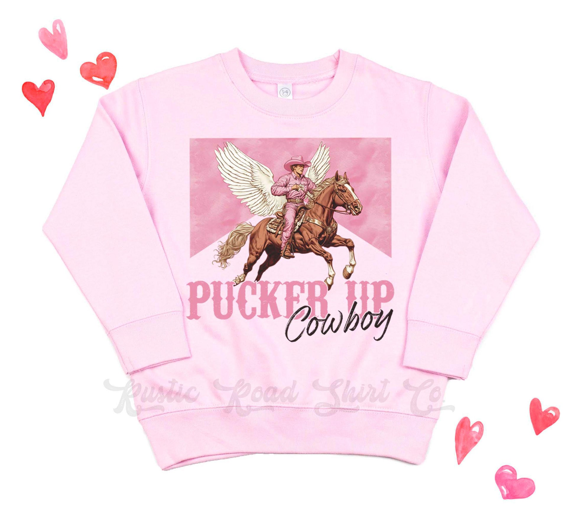 Girls Valentines Sweatshirt, Pucker Up Cowboy Sweatshirt, Valentines Sweater, Toddler Valentines Shirt, Valentines Crewneck