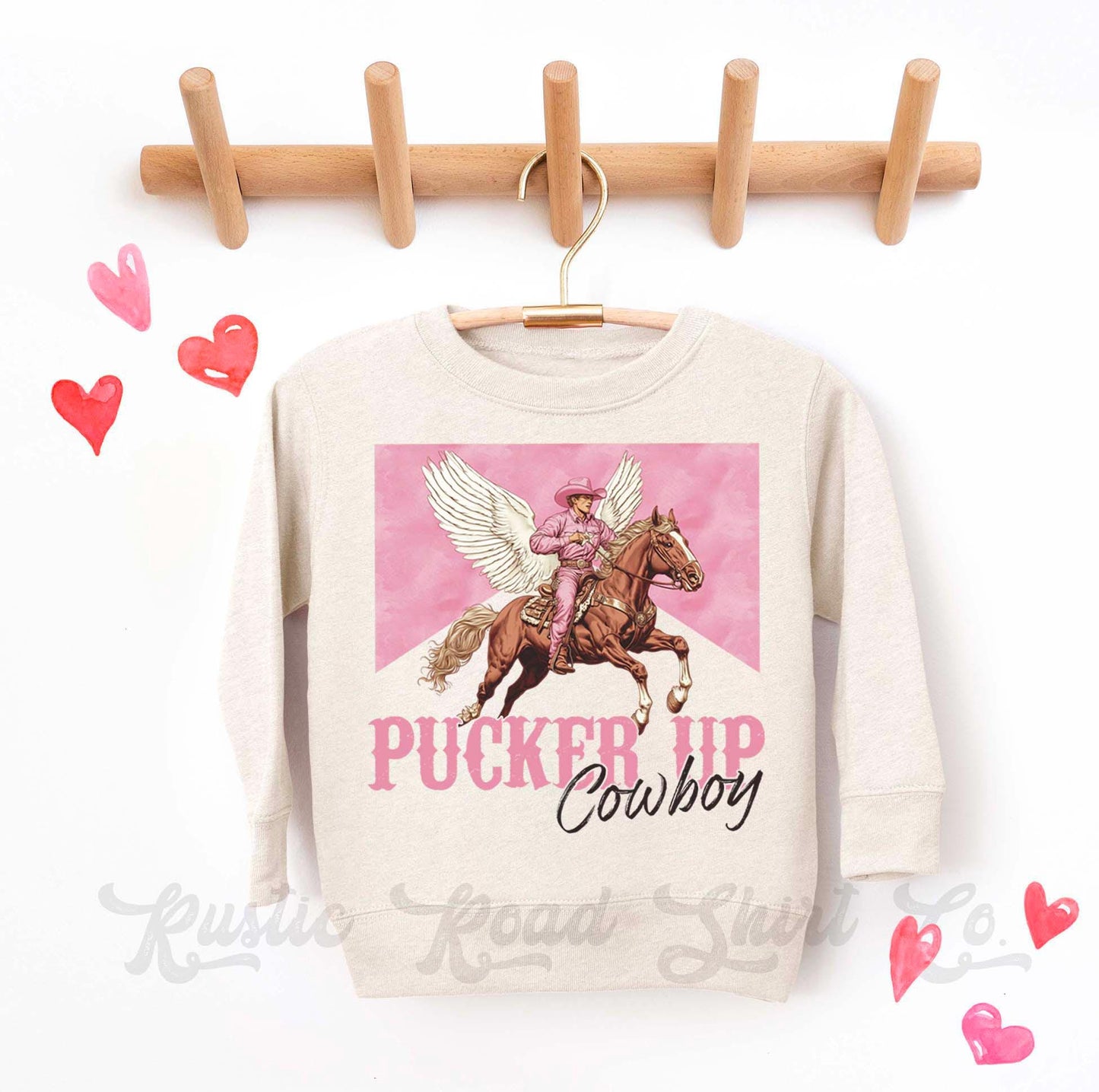 Girls Valentines Sweatshirt, Pucker Up Cowboy Sweatshirt, Valentines Sweater, Toddler Valentines Shirt, Valentines Crewneck