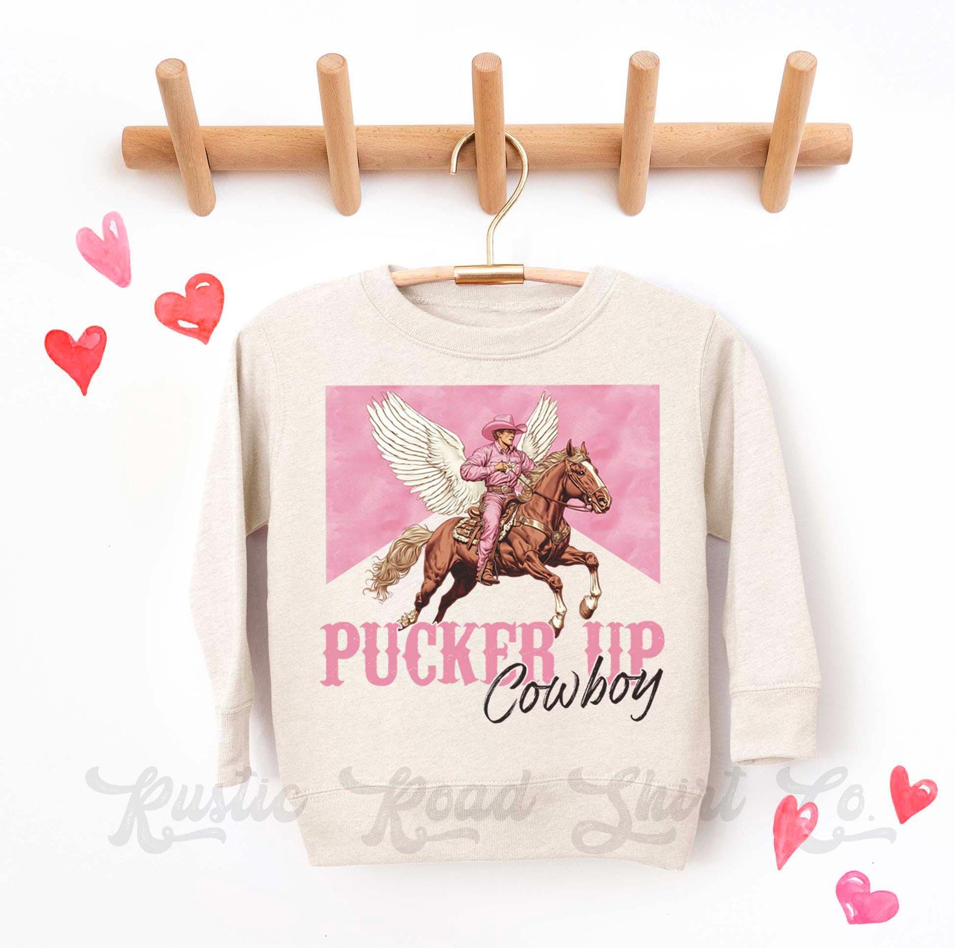 Girls Valentines Sweatshirt, Pucker Up Cowboy Sweatshirt, Valentines Sweater, Toddler Valentines Shirt, Valentines Crewneck