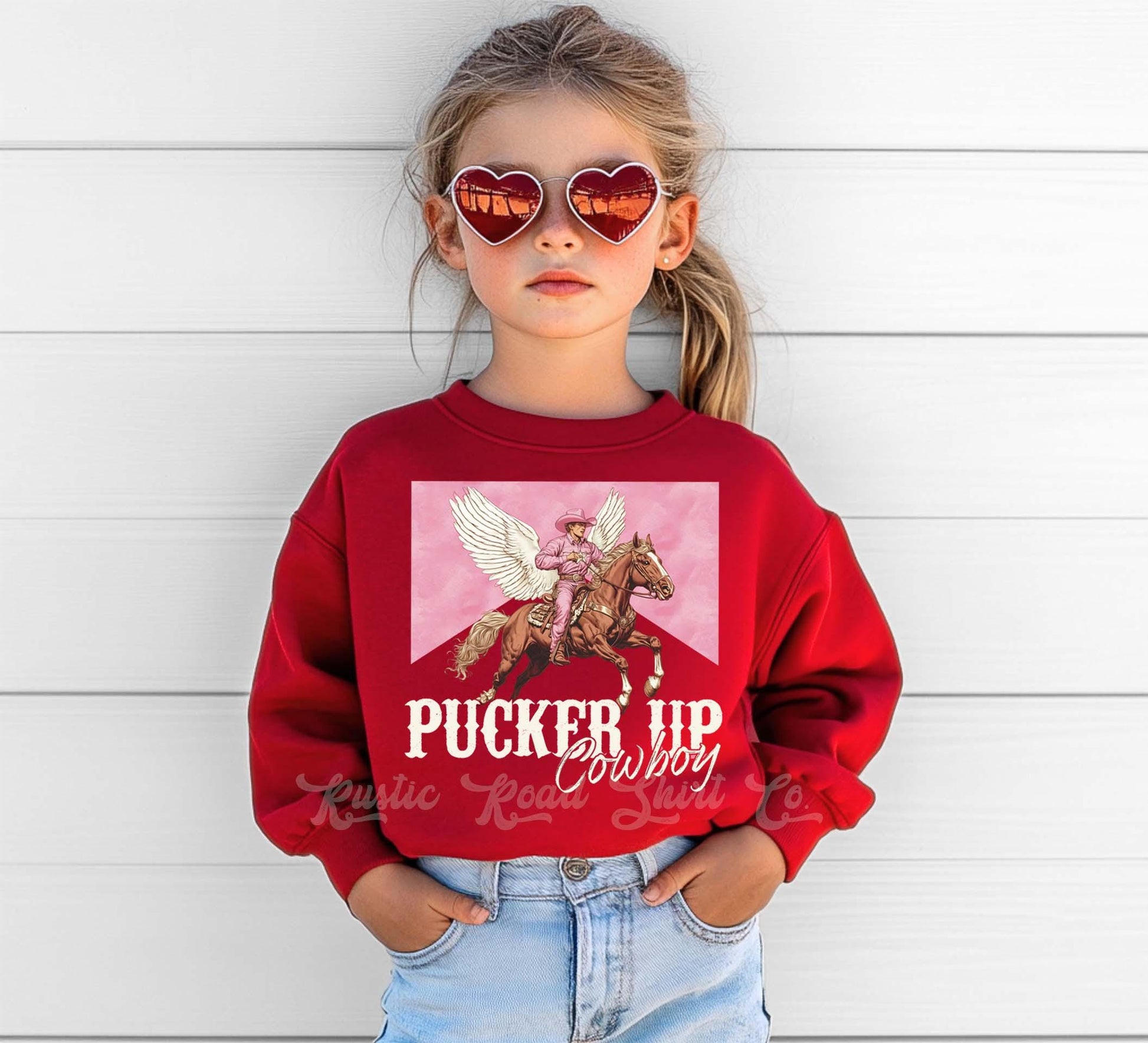 Girls Valentines Sweatshirt, Pucker Up Cowboy Sweatshirt, Valentines Sweater, Toddler Valentines Shirt, Valentines Crewneck
