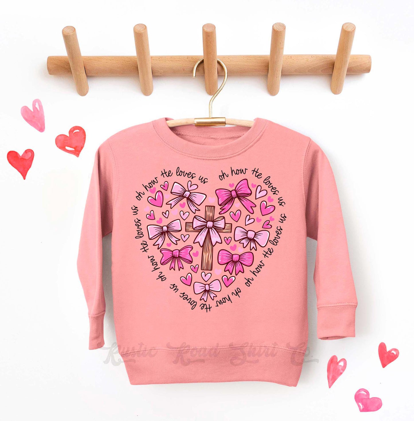 Girls Valentines Sweatshirt, Heart Cross Jesus Sweatshirt, Valentines Sweater, Toddler Valentines Shirt, Valentines Crewneck