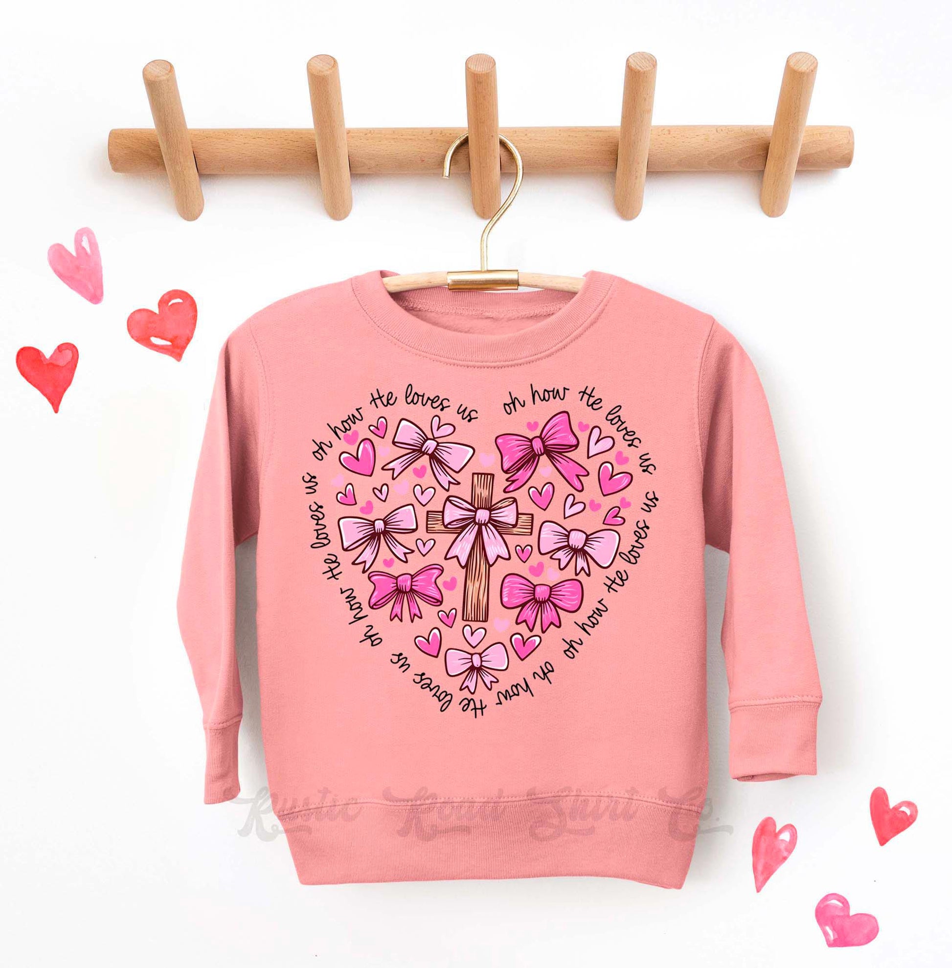 Girls Valentines Sweatshirt, Heart Cross Jesus Sweatshirt, Valentines Sweater, Toddler Valentines Shirt, Valentines Crewneck