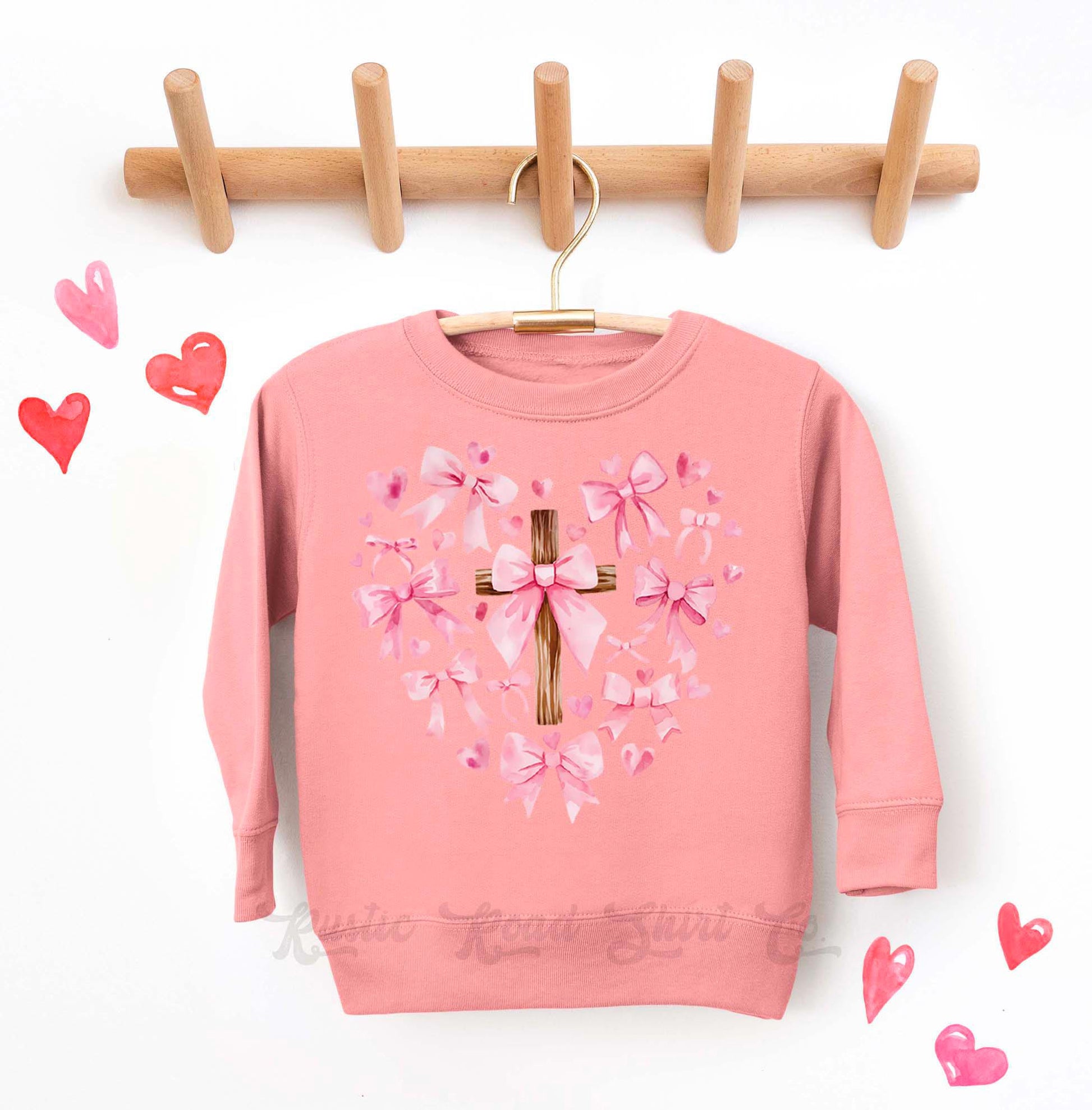 Girls Valentines Sweatshirt, Heart Cross Jesus Sweatshirt, Valentines Sweater, Toddler Valentines Shirt, Valentines Crewneck