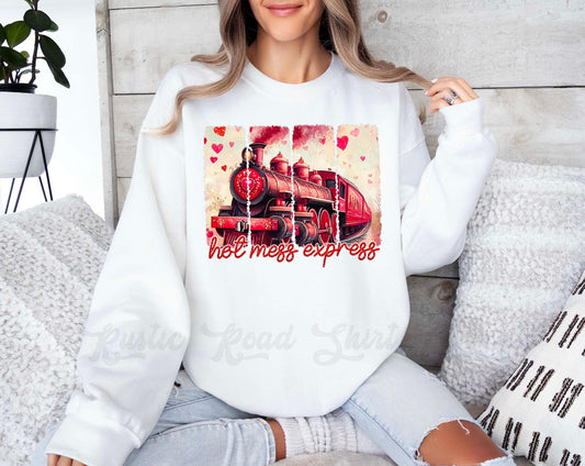 Hot Mess Express Sweatshirt, Valentines Sweater, Valentines Crewneck, Teacher Valentines Gift