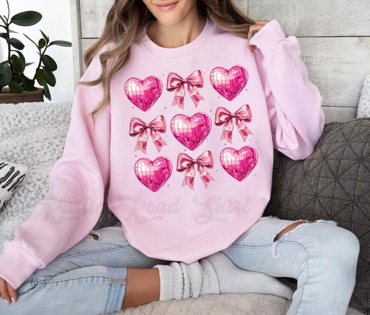 Hearts Valentine Sweatshirt, Coquette Valentines Day Sweater, Valentines Crewneck, Teacher Valentines Gift