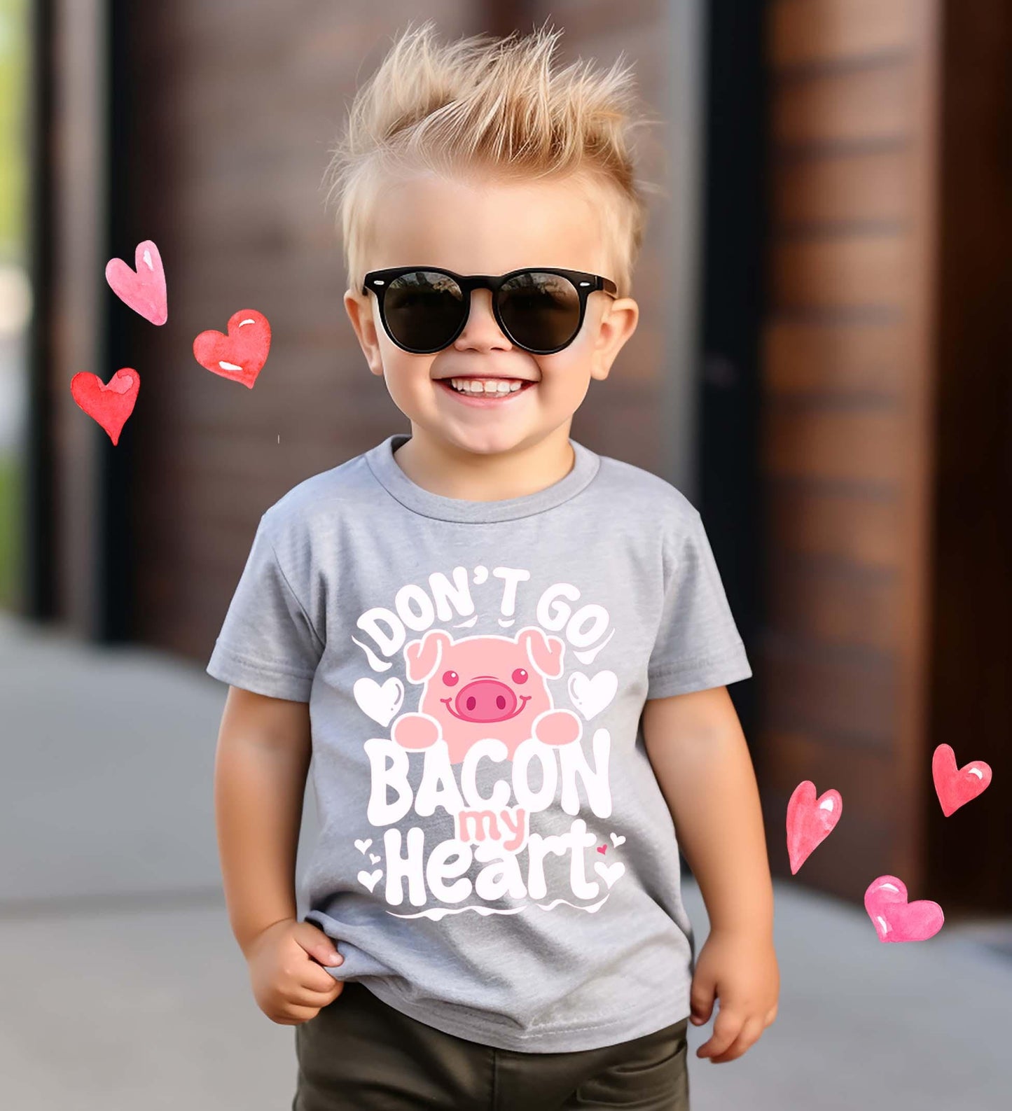 Boys Valentine Day Shirt, Don't Go Bacon My Heart, Kids Valentines Outfit, XOXO Shirt, Toddler Valentine Shirt, Baby Valentine Outfit