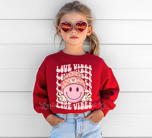 Girls Valentines Sweatshirt, Love Vibes Shirt, Valentines Sweater, Toddler Valentines Shirt, Valentines Crewneck