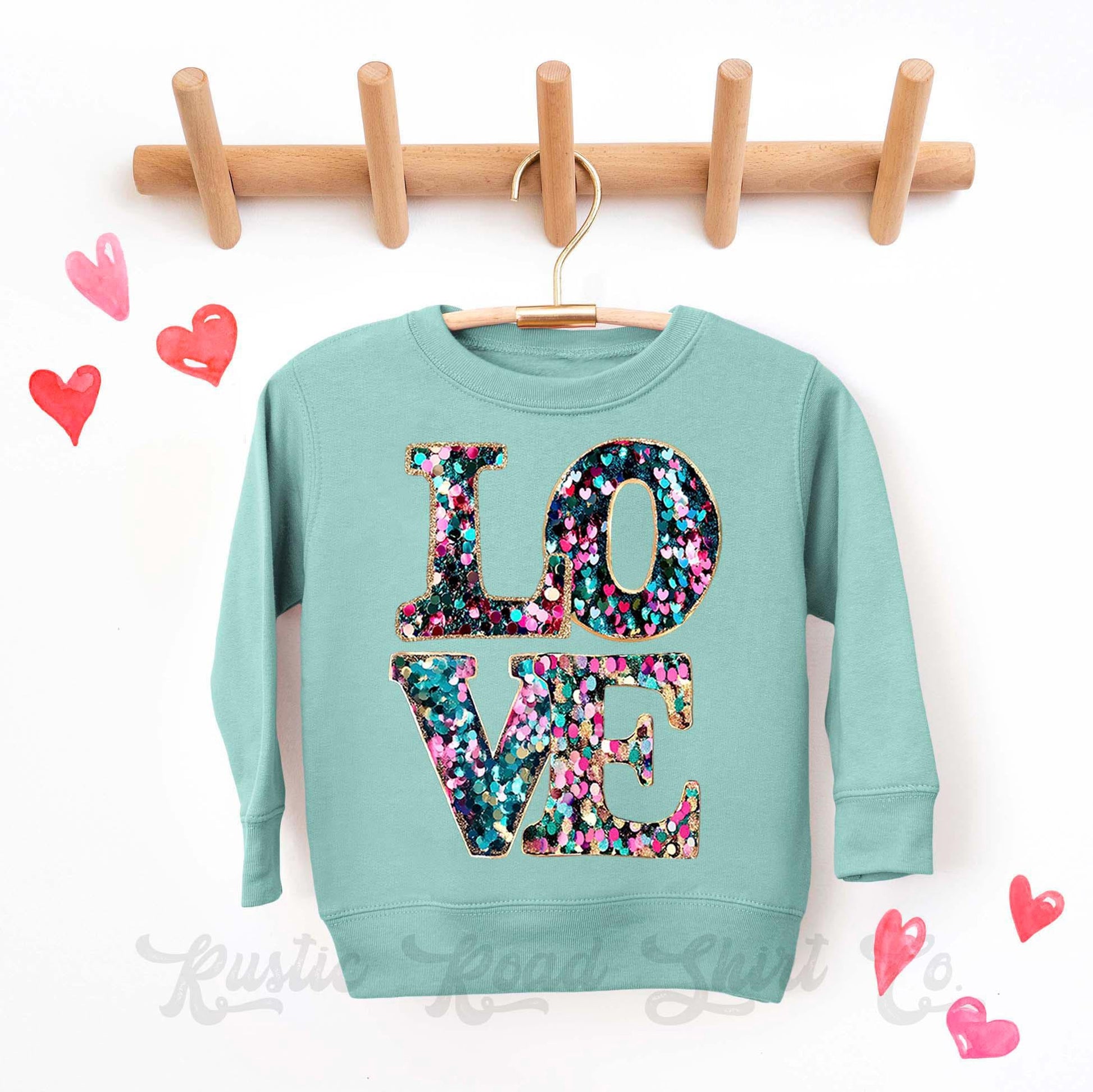 Girls Valentines Sweatshirt, Faux Sequin Love Sweatshirt, Valentines Sweater, Toddler Valentines Shirt, Valentines Crewneck
