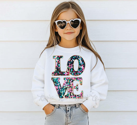 Girls Valentines Sweatshirt, Love Sweatshirt