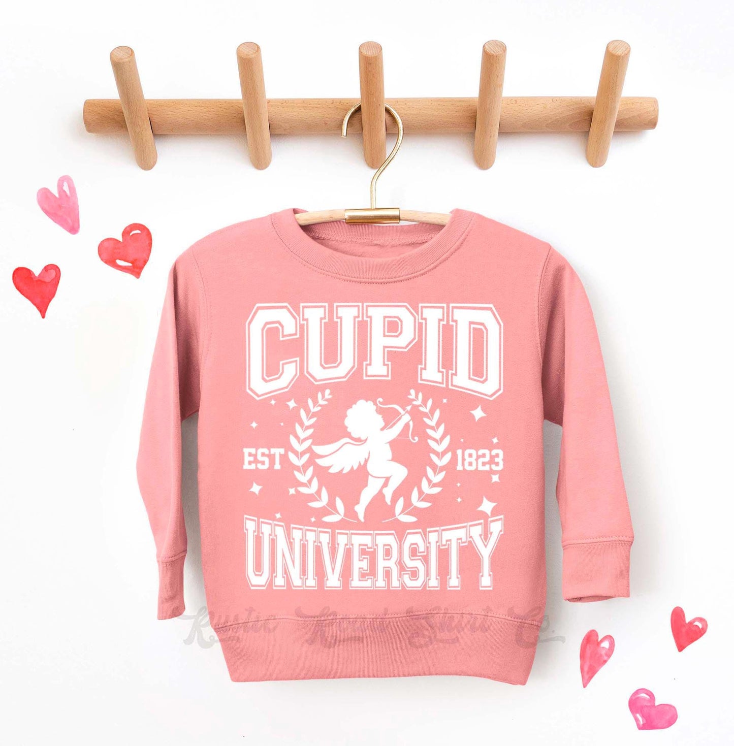 Girls Valentines Sweatshirt, Cupid University Sweatshirt, Valentines Sweater, Toddler Valentines Shirt, Valentines Crewneck