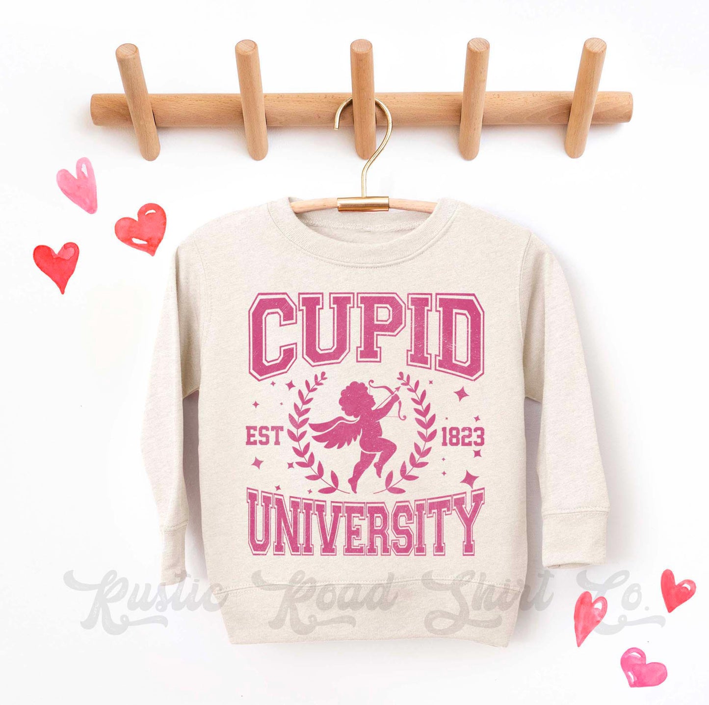 Girls Valentines Sweatshirt, Cupid University Sweatshirt, Valentines Sweater, Toddler Valentines Shirt, Valentines Crewneck