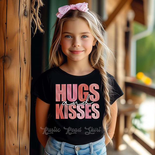 Girls Valentines Shirt, Hugs and Kisses Shirt, Toddler Valentine Shirt, Kids Valentines Shirt