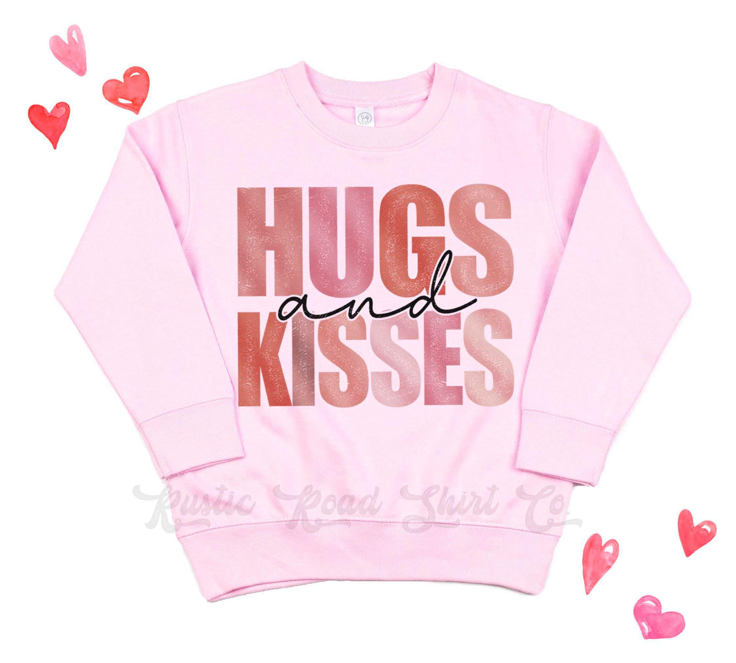 Girls Valentines Sweatshirt, Hugs and Kisses Sweatshirt, Valentines Sweater, Toddler Valentines Shirt, Valentines Crewneck