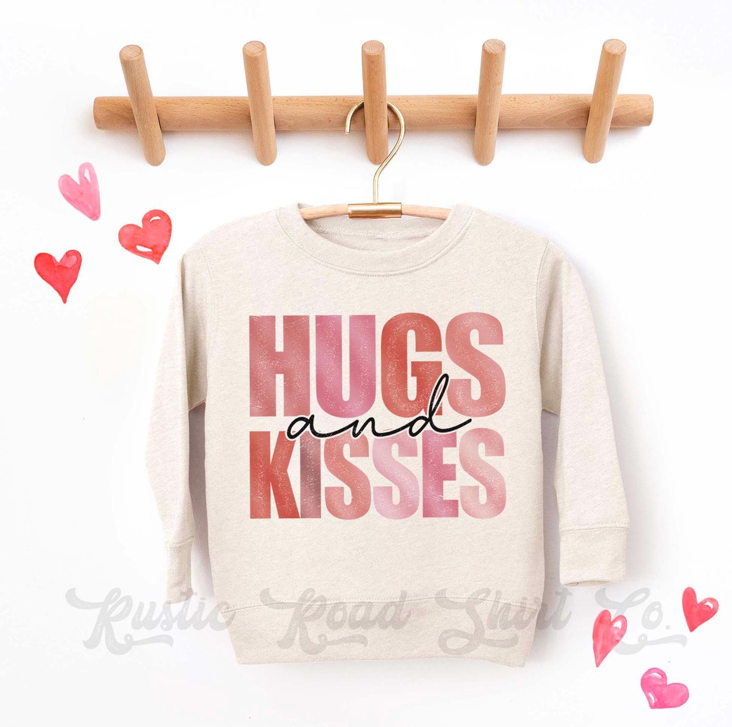Girls Valentines Sweatshirt, Hugs and Kisses Sweatshirt, Valentines Sweater, Toddler Valentines Shirt, Valentines Crewneck