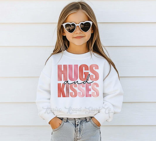Girls Valentines Sweatshirt, Hugs and Kisses Sweatshirt, Valentines Sweater, Toddler Valentines Shirt, Valentines Crewneck