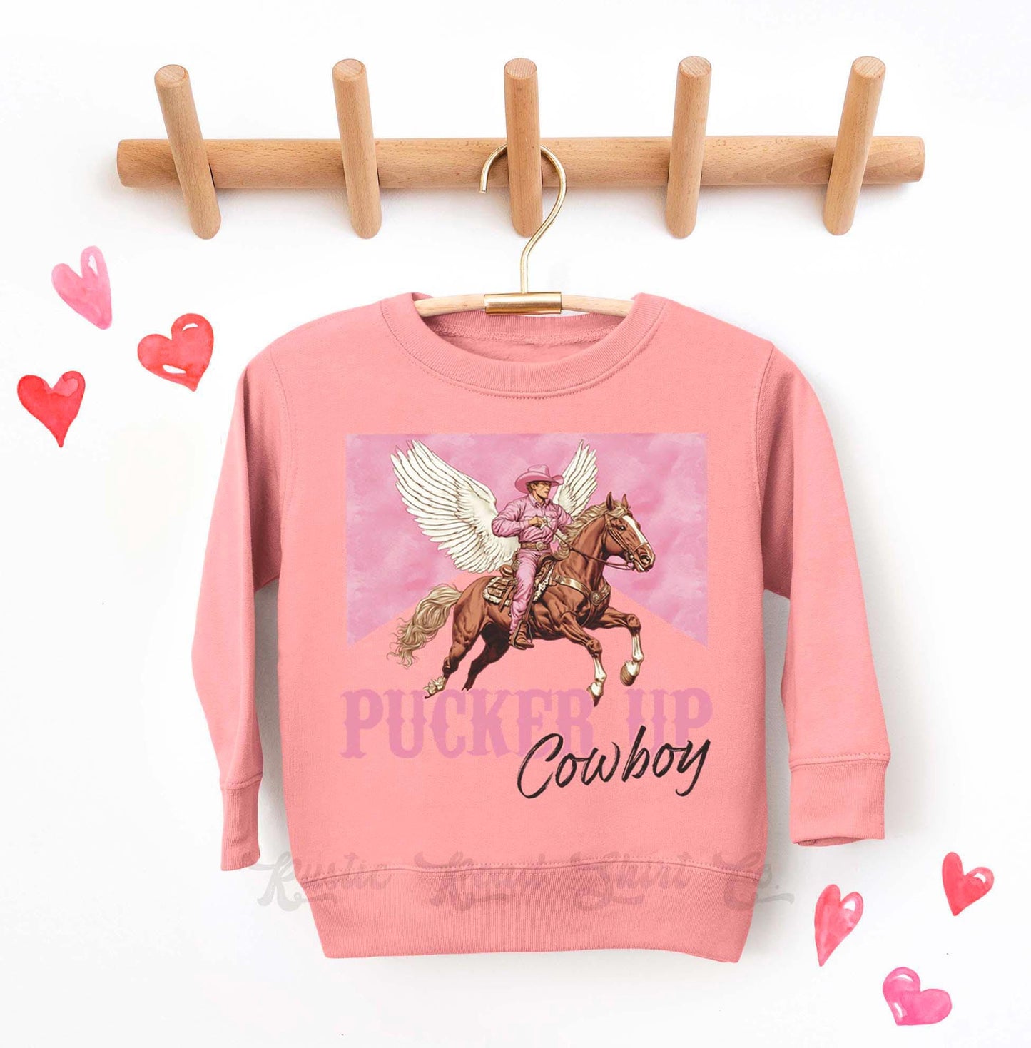 Girls Valentines Sweatshirt, Pucker Up Cowboy Sweatshirt, Valentines Sweater, Toddler Valentines Shirt, Valentines Crewneck