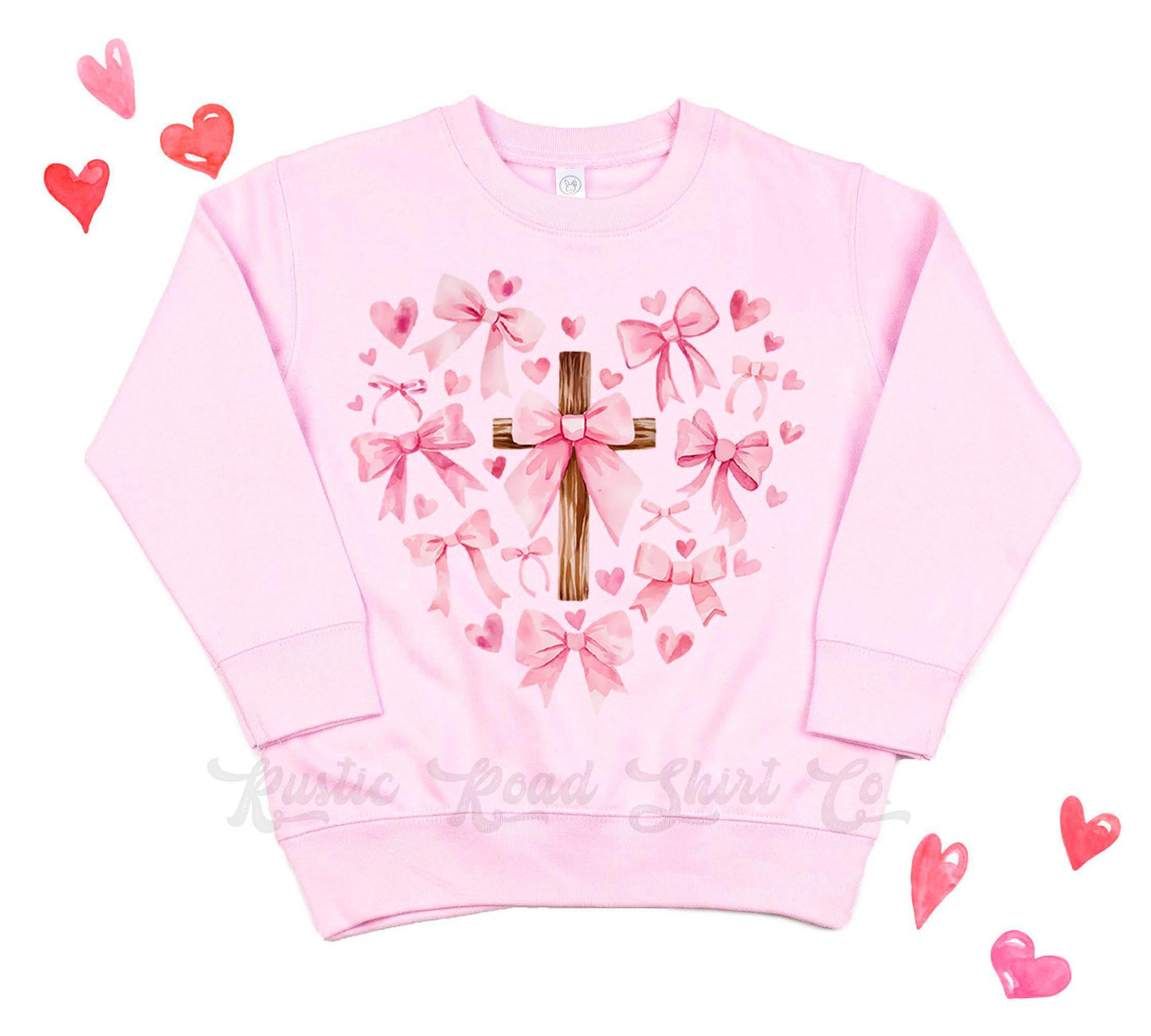 Girls Valentines Sweatshirt, Heart Cross Jesus Sweatshirt, Valentines Sweater, Toddler Valentines Shirt, Valentines Crewneck