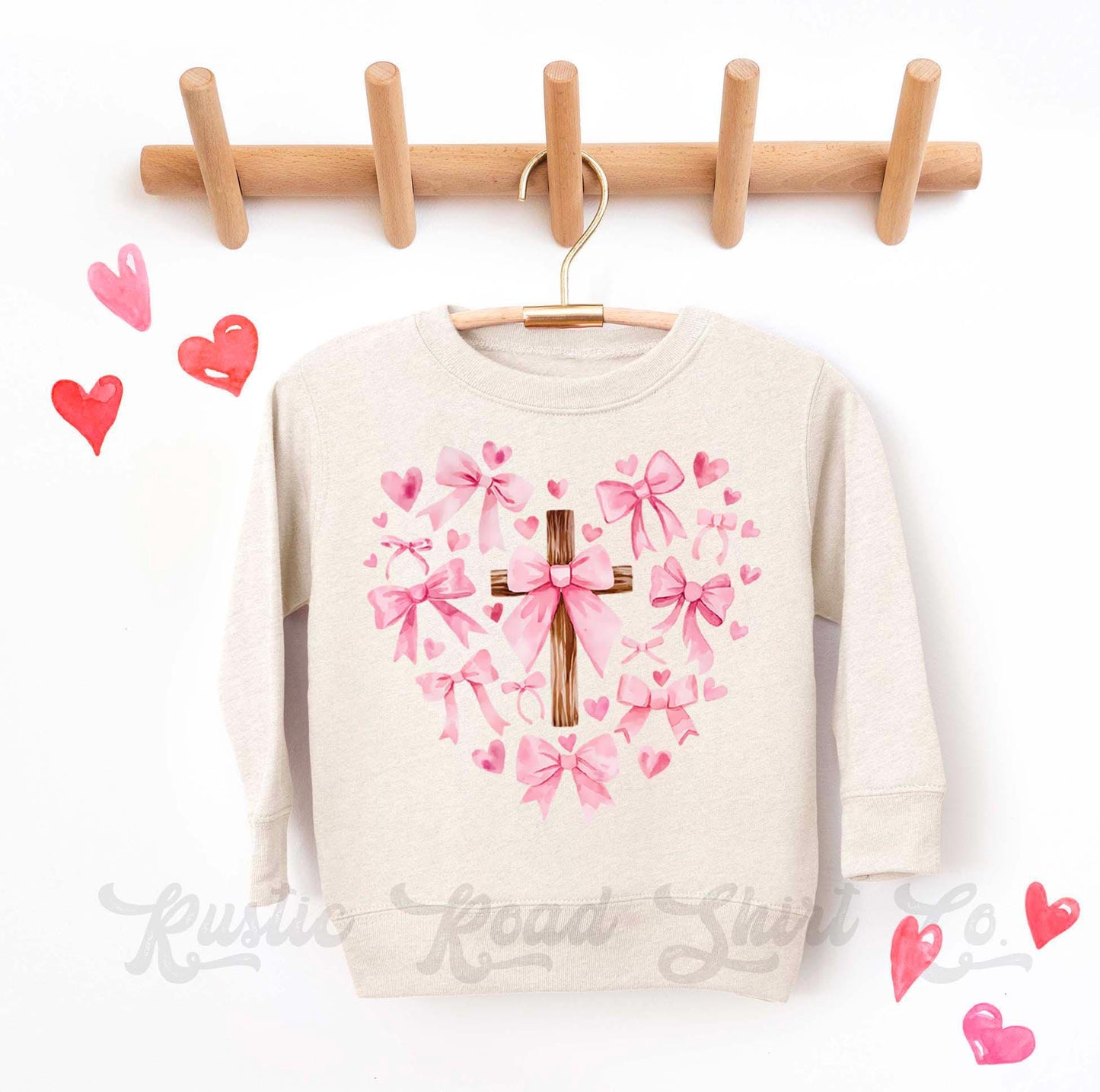 Girls Valentines Sweatshirt, Heart Cross Jesus Sweatshirt, Valentines Sweater, Toddler Valentines Shirt, Valentines Crewneck