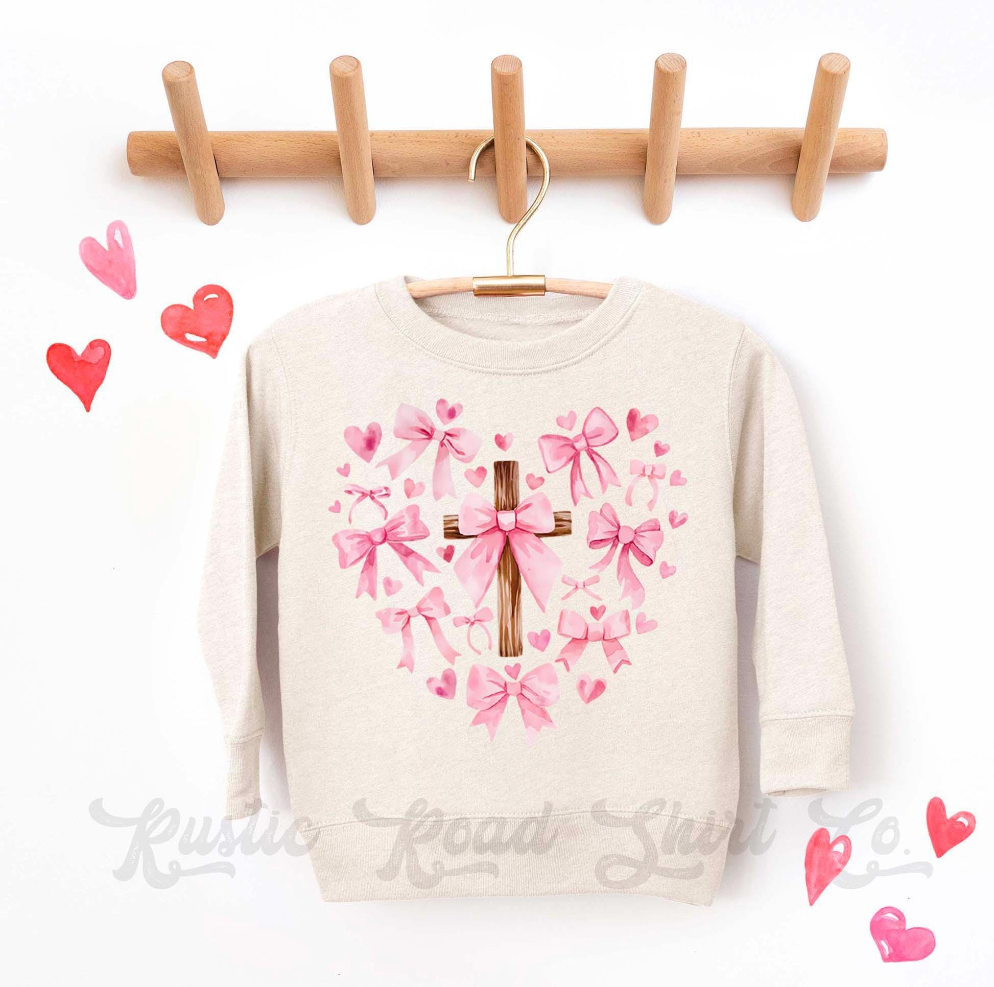 Girls Valentines Sweatshirt, Heart Cross Jesus Sweatshirt, Valentines Sweater, Toddler Valentines Shirt, Valentines Crewneck