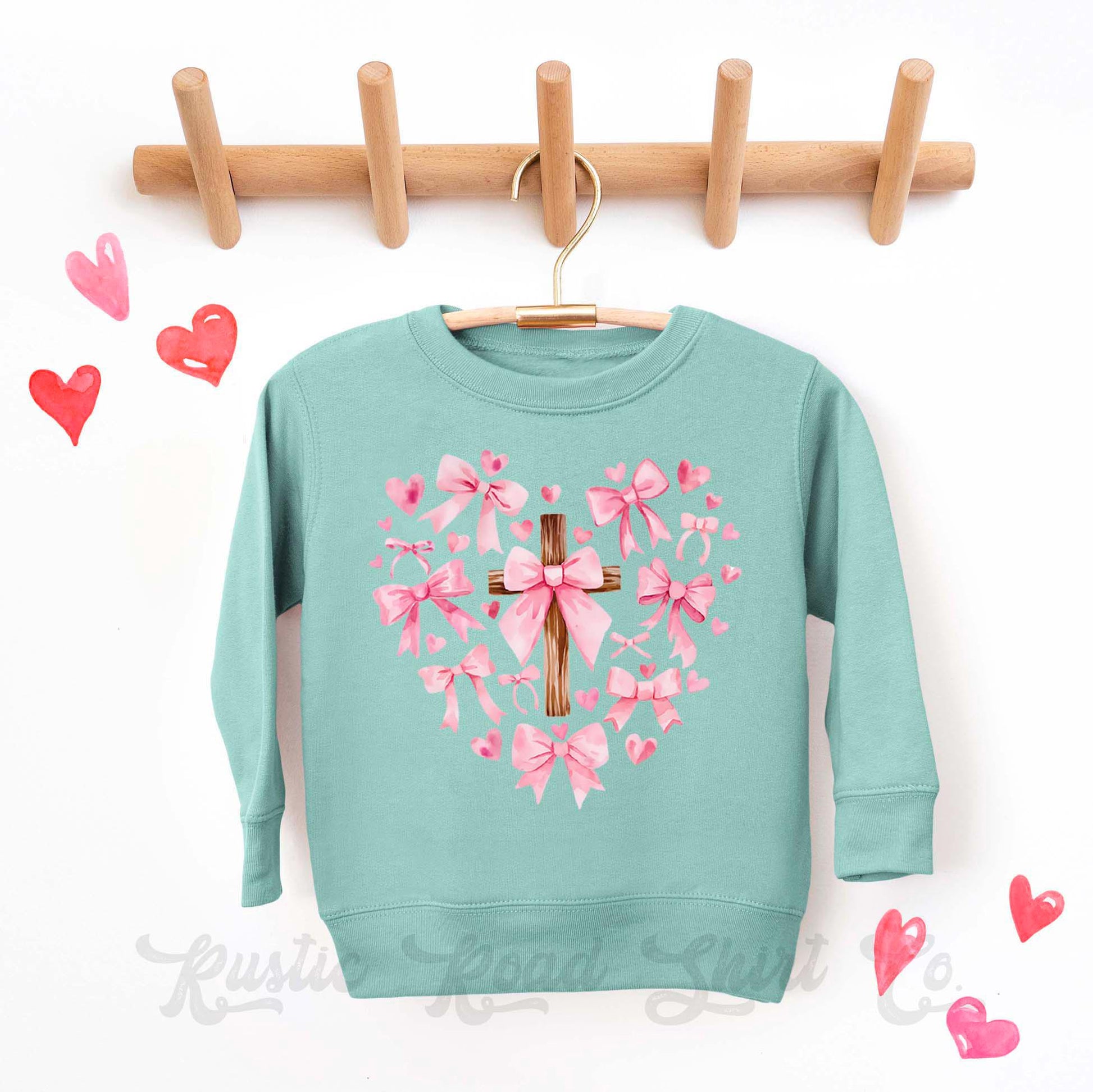 Girls Valentines Sweatshirt, Heart Cross Jesus Sweatshirt, Valentines Sweater, Toddler Valentines Shirt, Valentines Crewneck