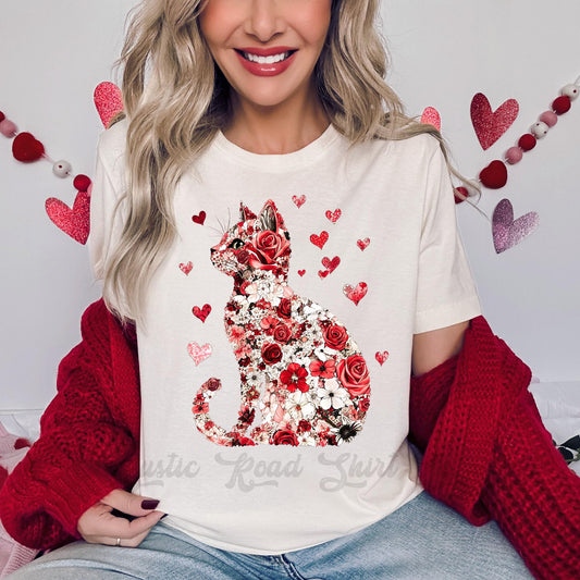 Valentines Day Shirt Cat, Valentines Day Shirt, Teacher Valentine Shirt, Girls Valentine Shirt