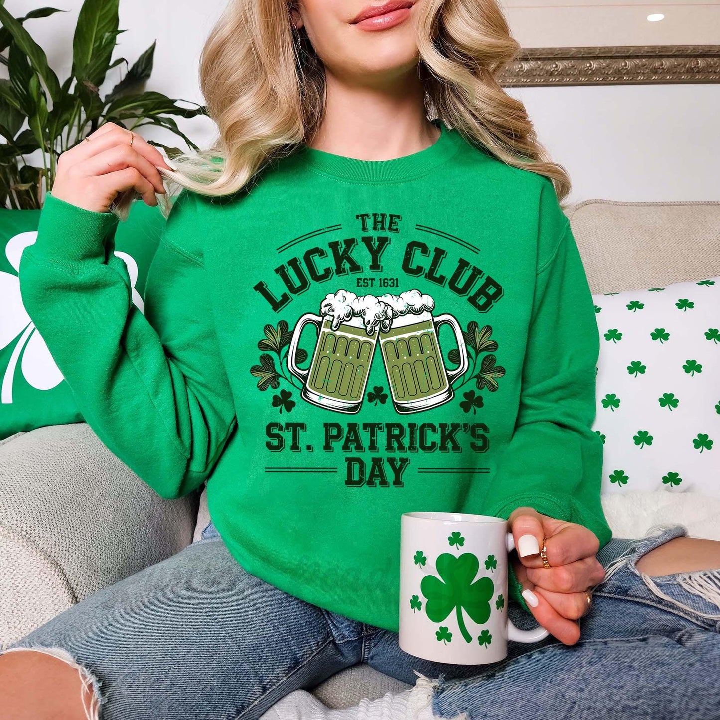 St Patricks Day Sweatshirt, Lucky Club Sweatshirt, Beer St Patricks Day Sweatshirt, Irish Womens Sweatshirt