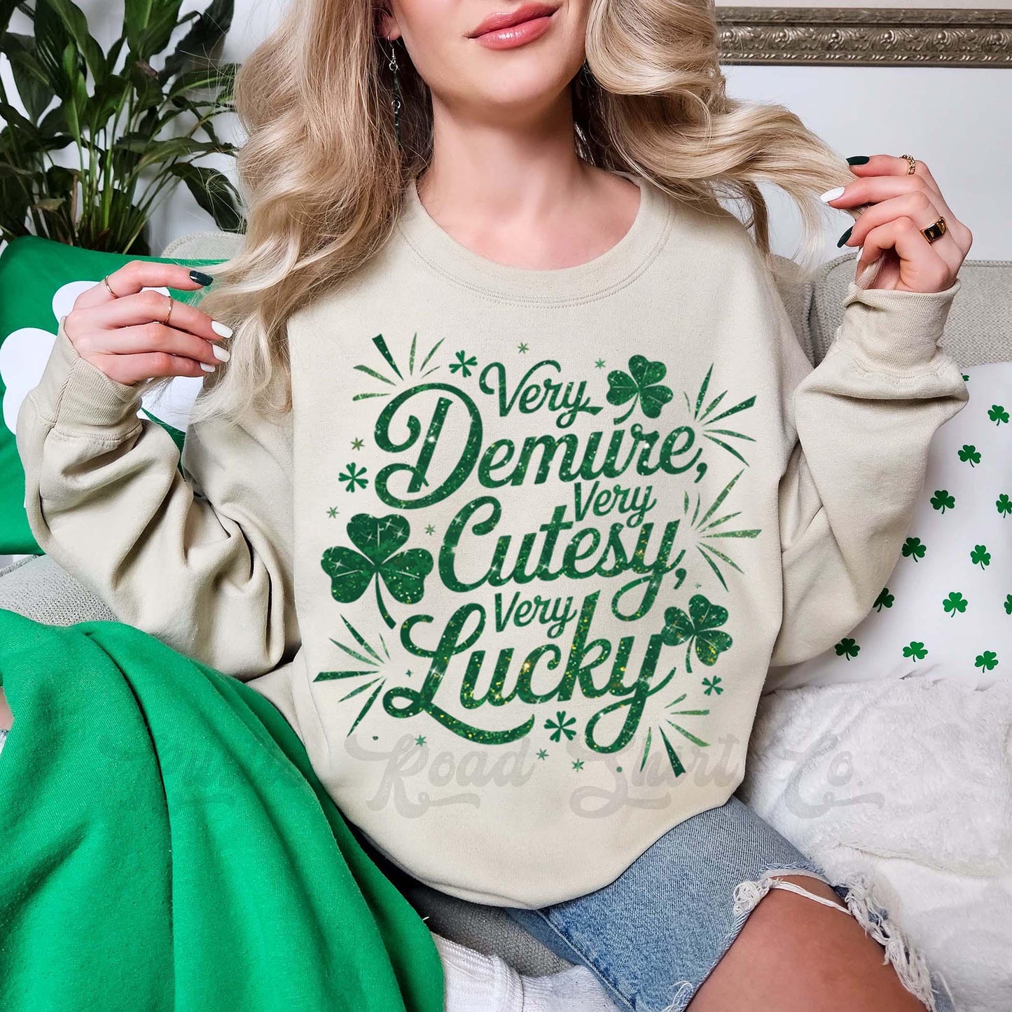 St Patricks Day Sweatshirt, Demure Sweatshirt, Womens St Paddys Sweatshirt, Irish Womens Sweatshirt