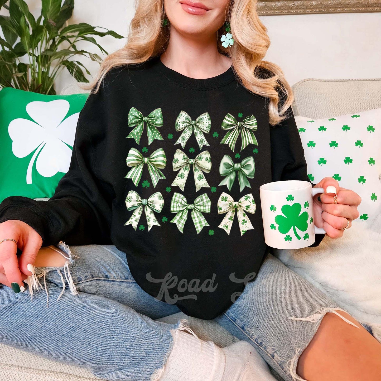 St Patricks Day Sweatshirt, Coquette St Patricks Day Sweatshirt, Womens St Paddys Sweatshirt, Irish Womens Sweatshirt