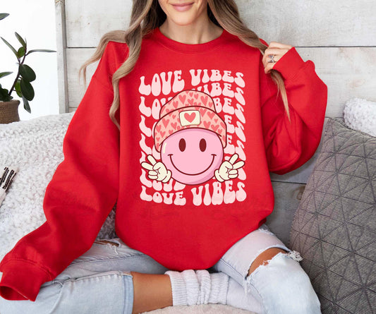 Love Vibes Valentine Sweatshirt, Funny Valentines Day Sweater, Valentines Crewneck, Teacher Valentines Gift