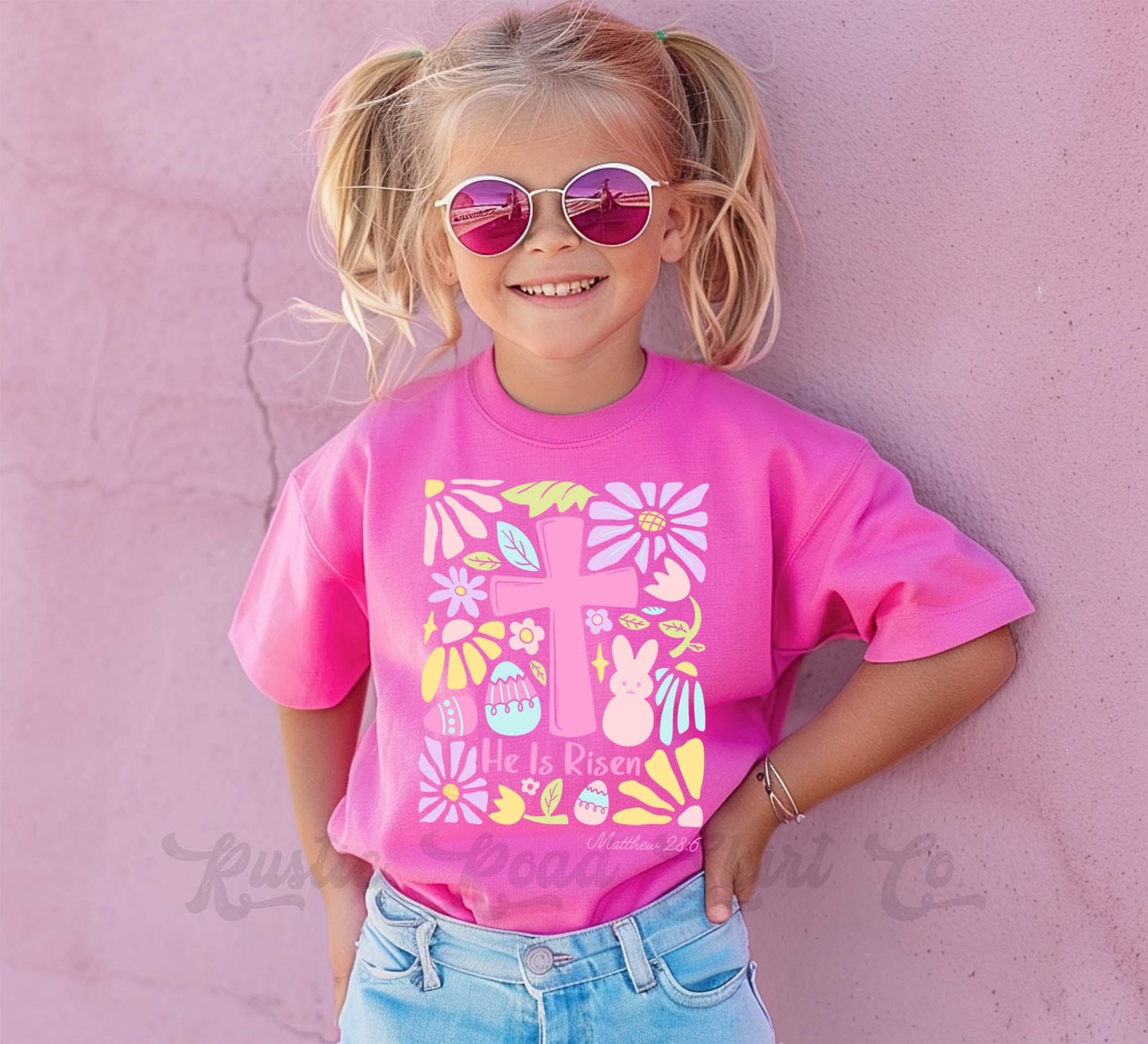 Girls Easter Shirt, He is Risen Shirt, Toddler Easter Outfit, Easter Basket Gift 202