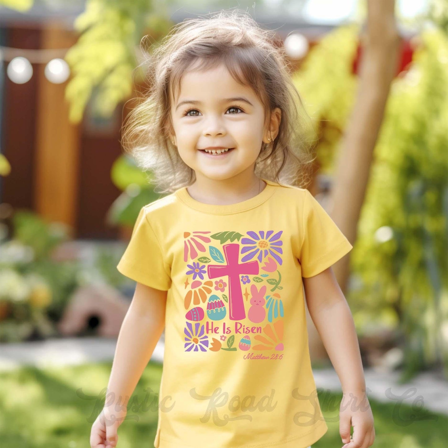 Girls Easter Shirt, He is Risen Shirt, Toddler Easter Outfit, Easter Basket Gift 202