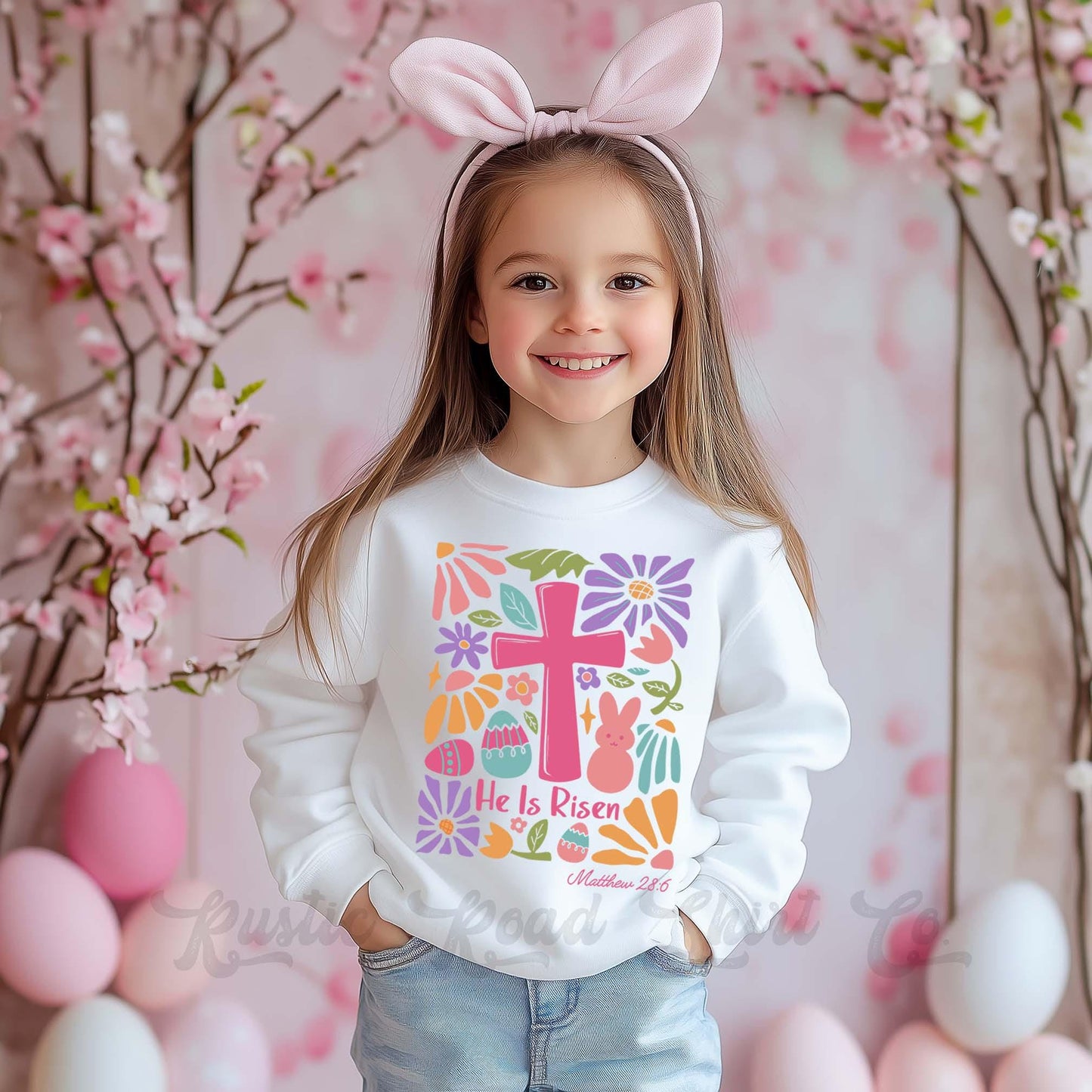 Easter Sweatshirt, He is Risen Sweatshirt, Toddler Easter Outfit, Easter Basket Gift 69
