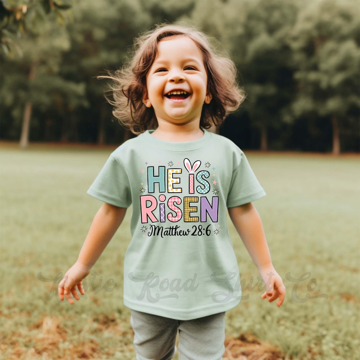 Girls Easter Shirt, He is Risen Shirt, Toddler Easter Outfit, Easter Basket Gift 223