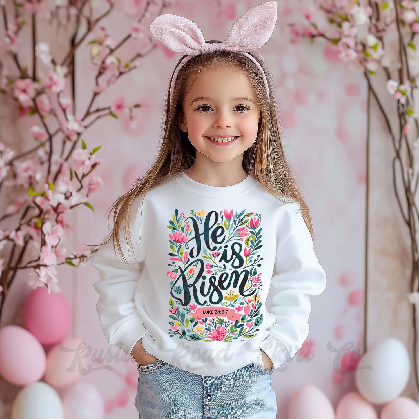 Easter Sweatshirt, He is Risen Sweatshirt, Toddler Easter Outfit, Easter Basket Gift 119