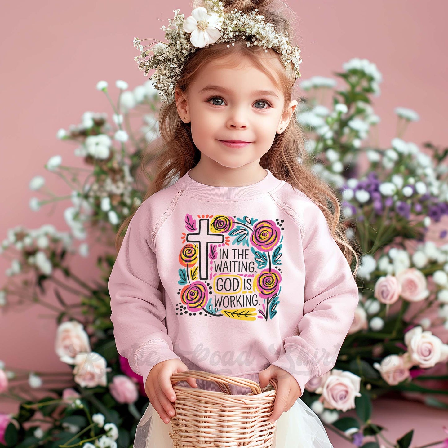 Easter Sweatshirt, In the Waiting God is Working Sweatshirt, Christian Sweatshirt, Toddler Easter Outfit, Easter Basket Gift 73