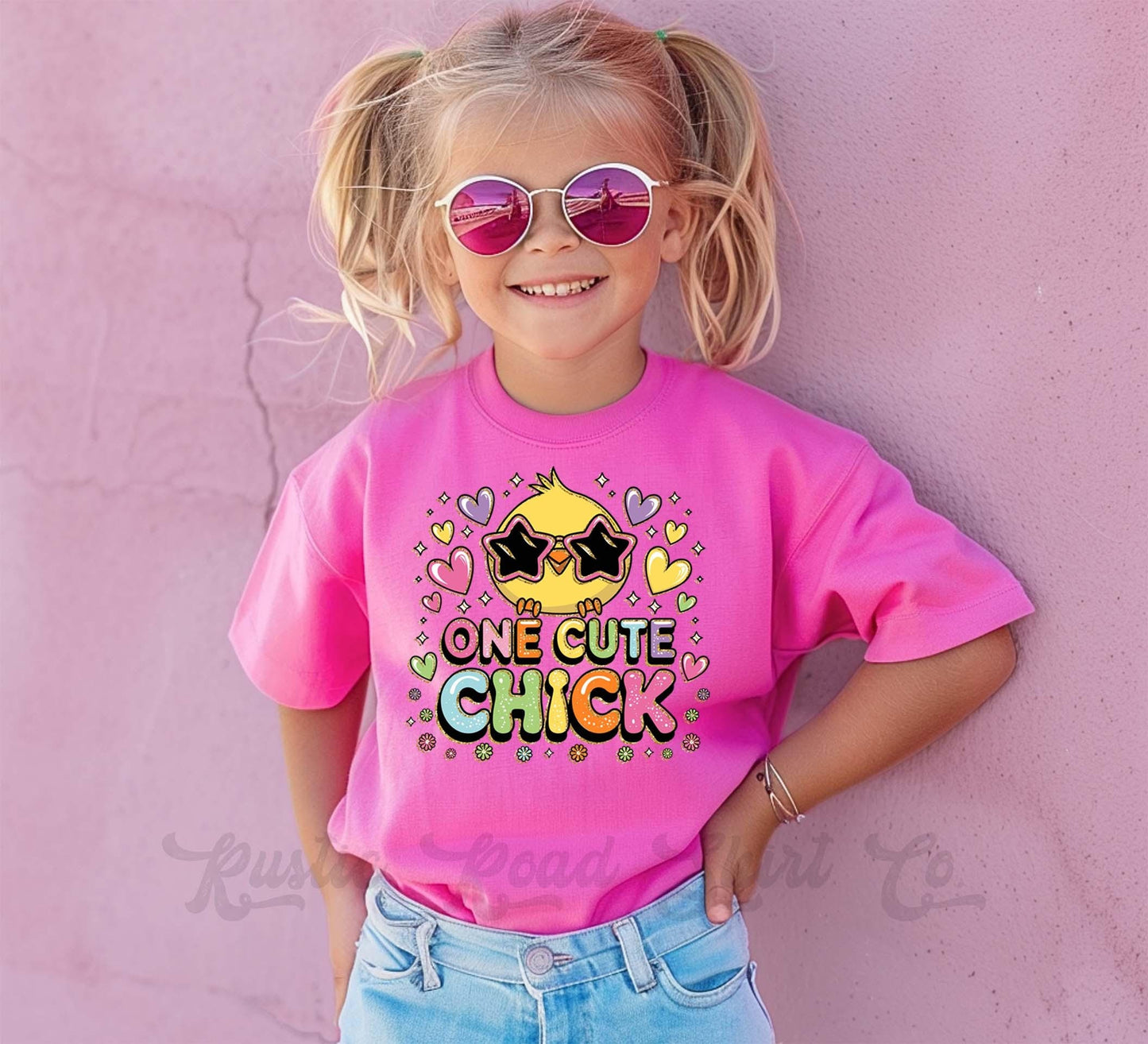 Girls Easter Shirt, One Cute Chick Shirt, Toddler Easter Outfit, Easter Basket Gift 229
