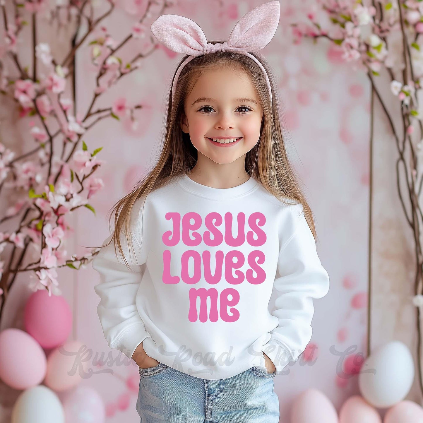 Girls Easter Sweatshirt, Jesus Loves Me Sweatshirt, Toddler Easter Outfit, Girls Easter Shirt, Boys Easter Shirt, Easter Basket Gift 86