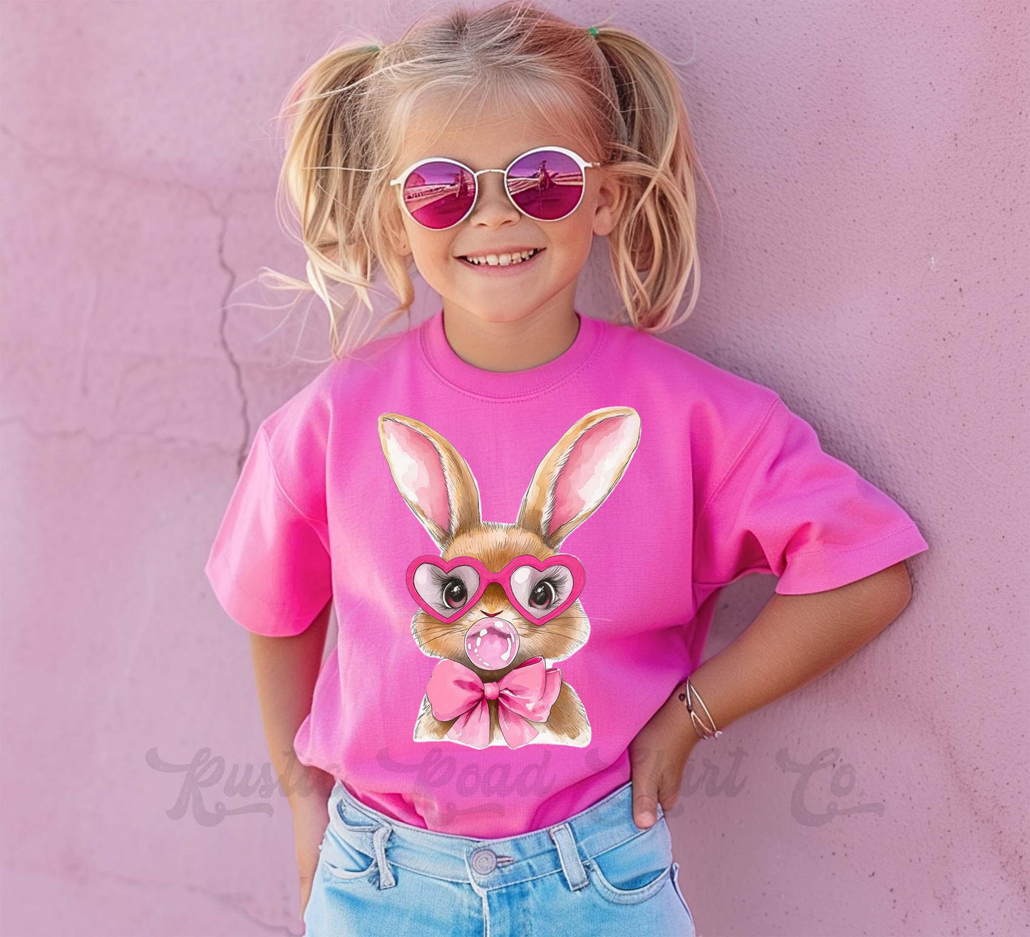 Girls Easter Shirt, Bubblegum Bunny Shirt, Toddler Easter Outfit, Easter Basket Gift 226