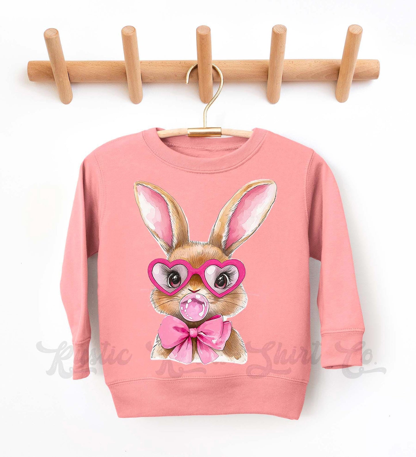 Easter Sweatshirt, Bubblegum Bunny Shirt, Girls Easter Sweatshirt, Toddler Easter Outfit, Easter Basket Gift 50
